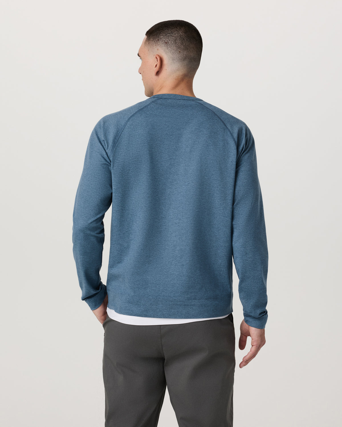 Men Vuori Coronado Crew - Relaxed Fit Pool Blue Heather Crewneck