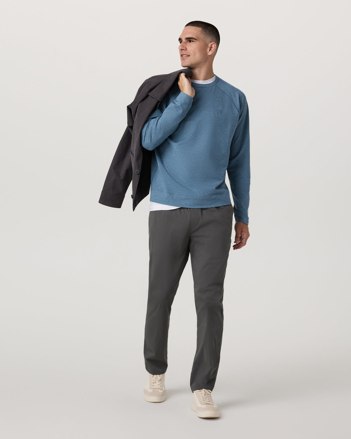 Men Vuori Coronado Crew - Relaxed Fit Pool Blue Heather Crewneck