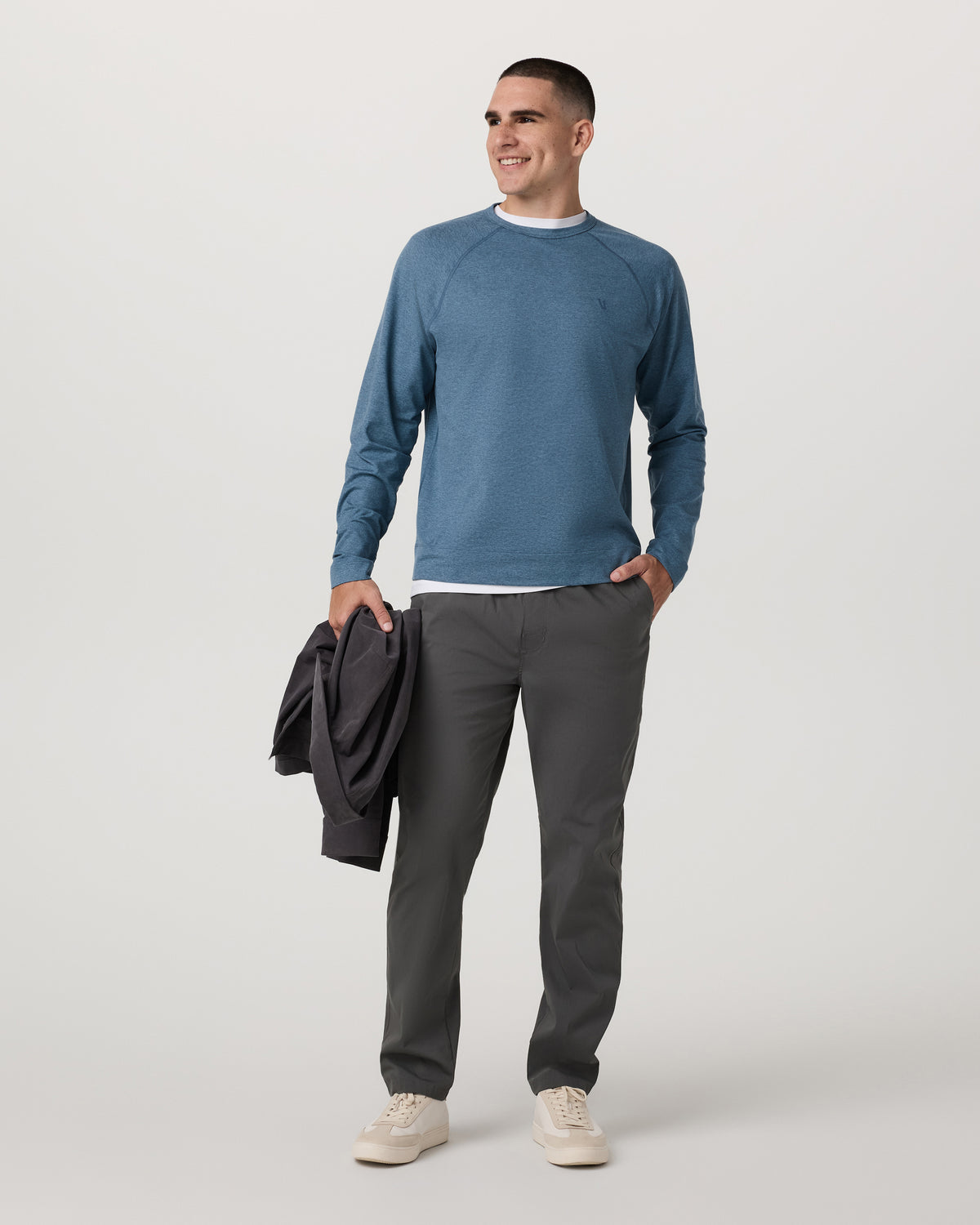 Men Vuori Coronado Crew - Relaxed Fit Pool Blue Heather Crewneck