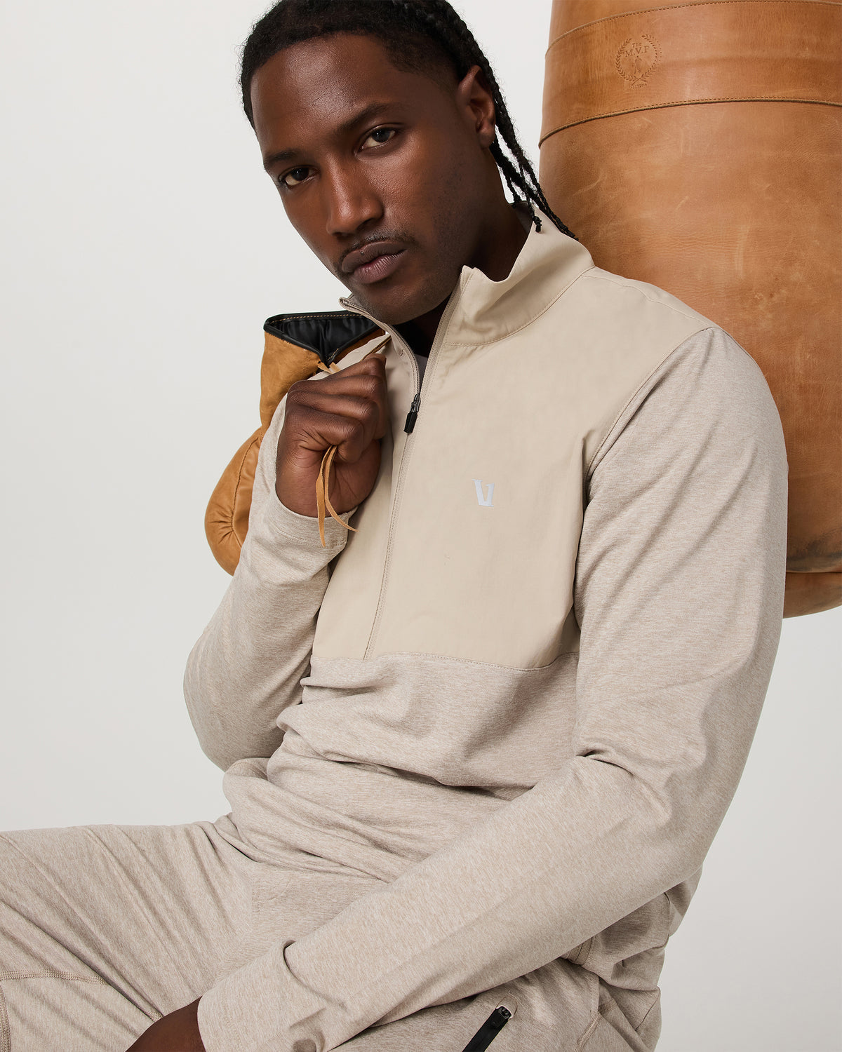 Men Vuori Sunday Element 1/2 Zip Men's Toast Heather Pullover