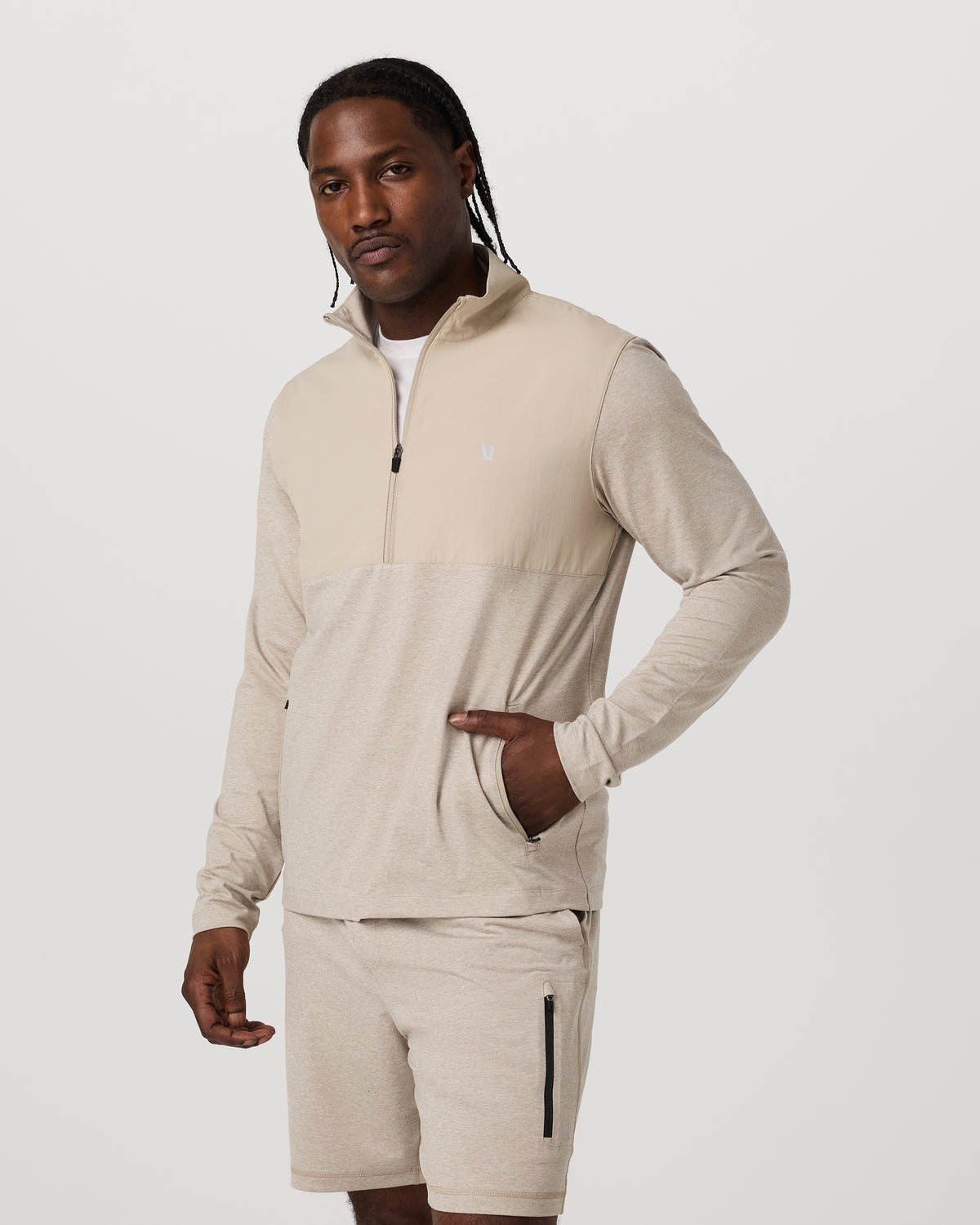 Men Vuori Sunday Element 1/2 Zip Men's Toast Heather Pullover