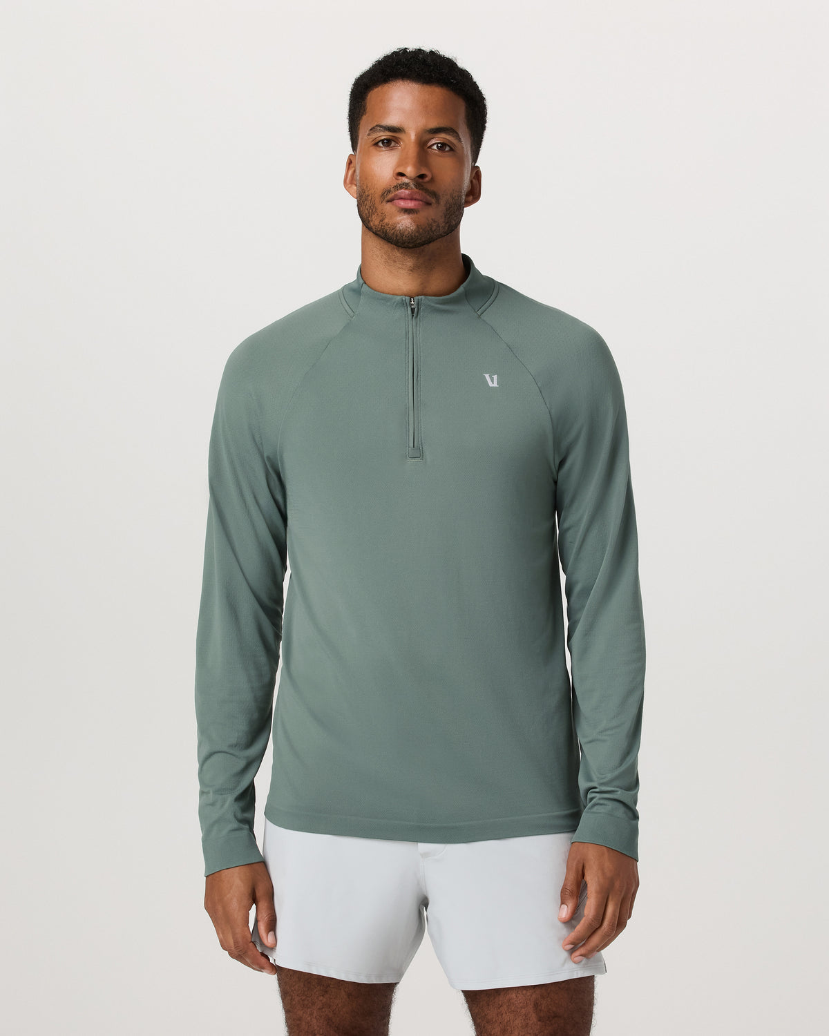 Men Vuori Clearview Seamless Quarter Zip Men's Marsh Long Sleeve