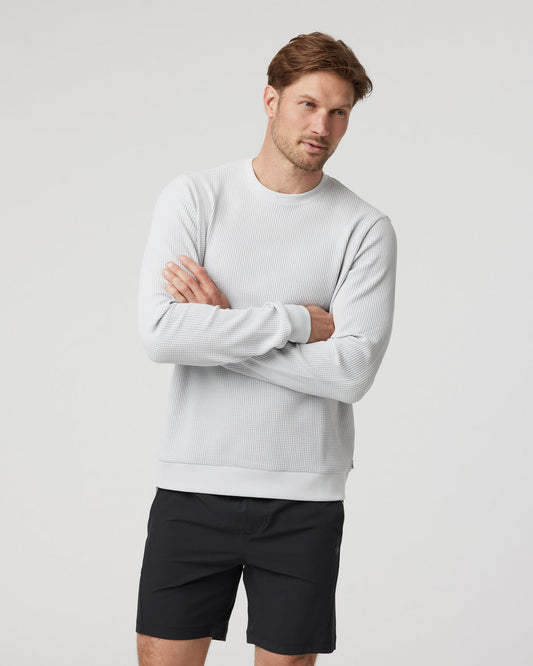 Men Vuori Jamestown Crew Men's Frost Grey Waffle Crewneck