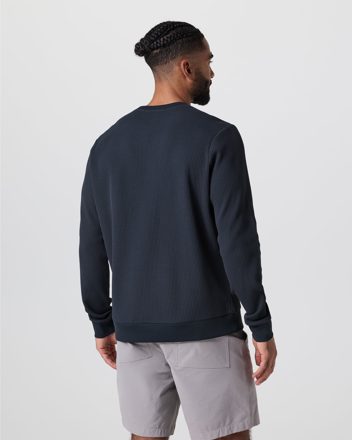 Men Vuori Jamestown Crew Men's Navy Waffle Crewneck