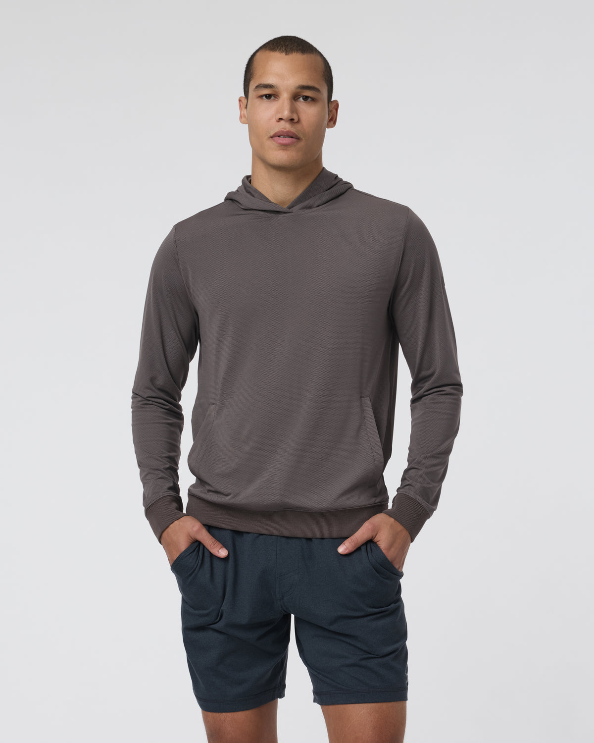 Men Vuori Double Mesh Hoodie Warm Grey