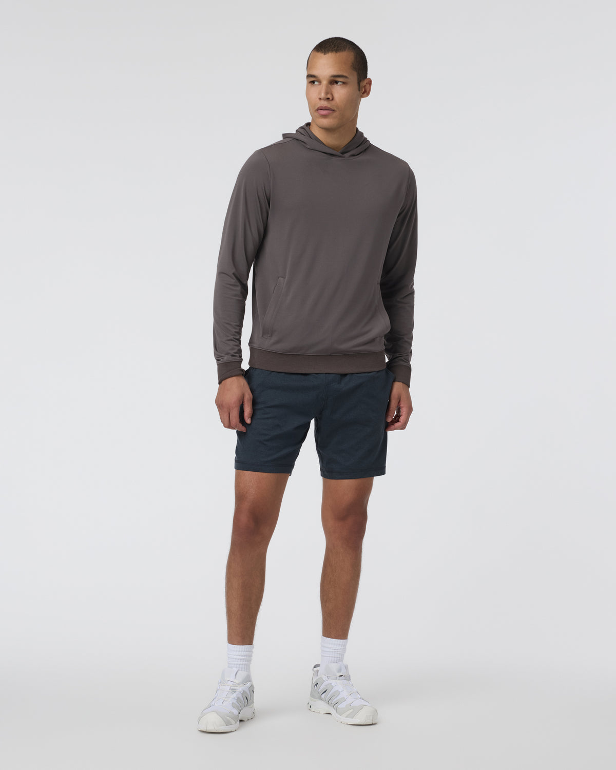 Men Vuori Double Mesh Hoodie Warm Grey