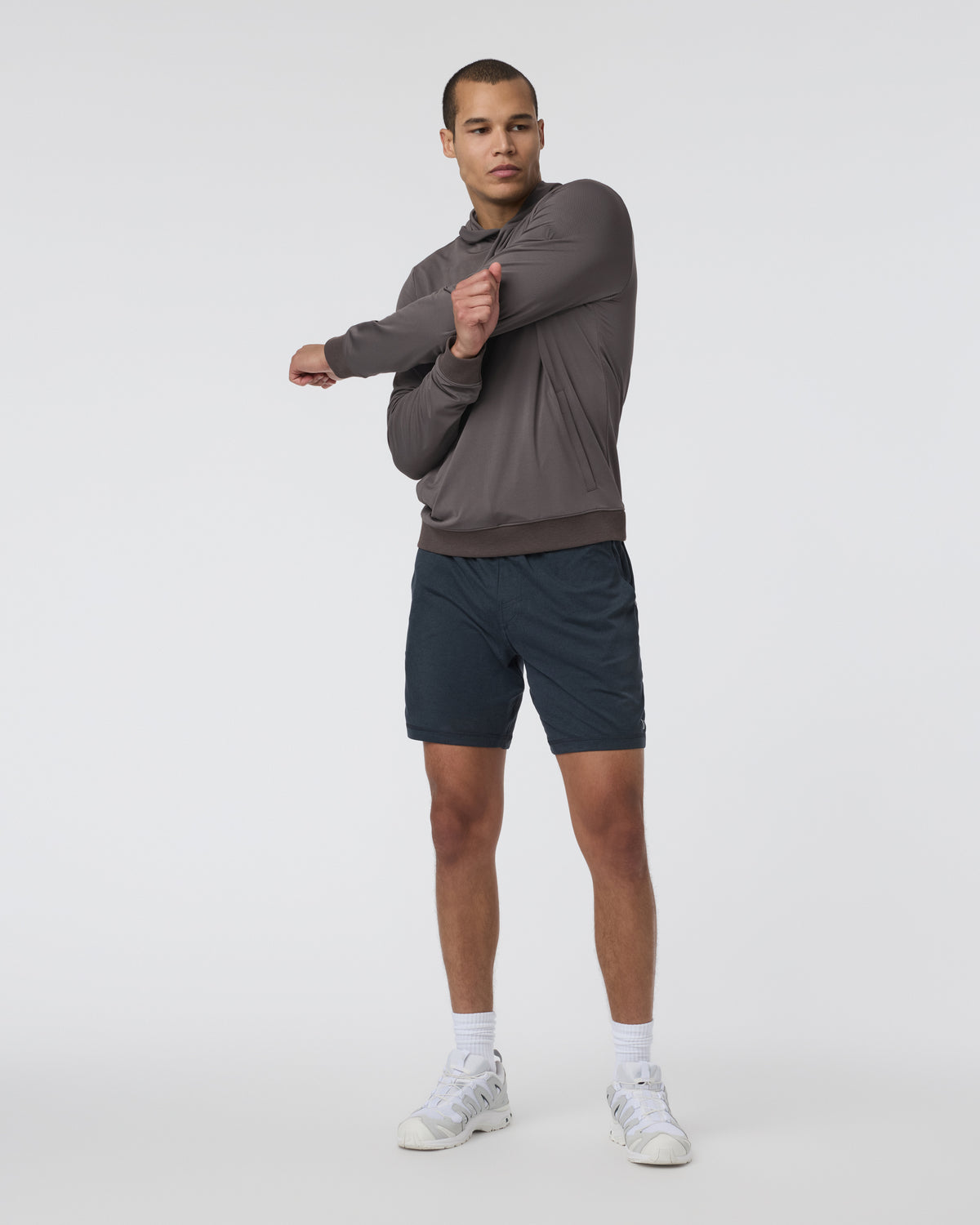 Men Vuori Double Mesh Hoodie Warm Grey
