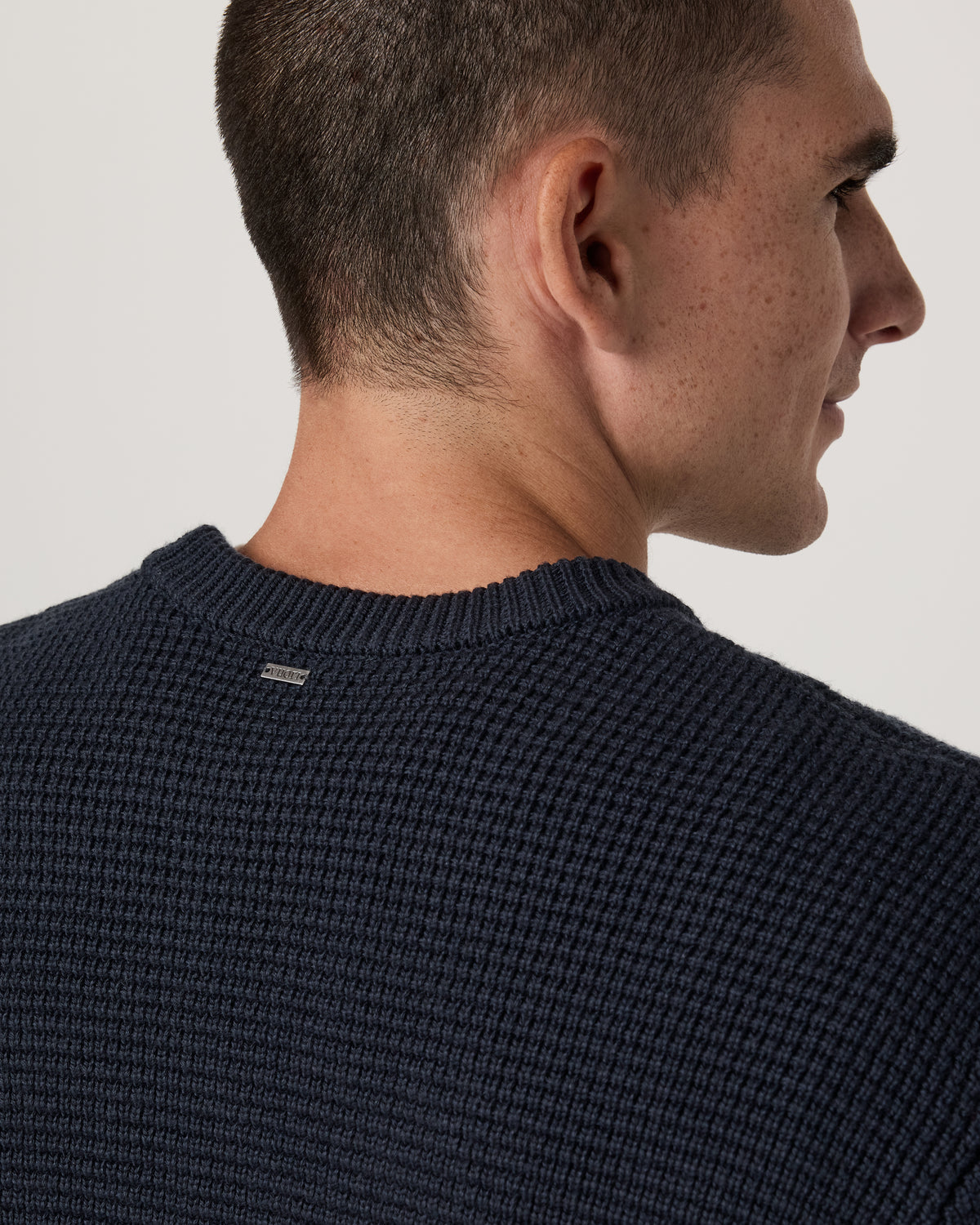 Men Vuori Denver Waffle Crew Sweater Men's Navy Wool Sweater