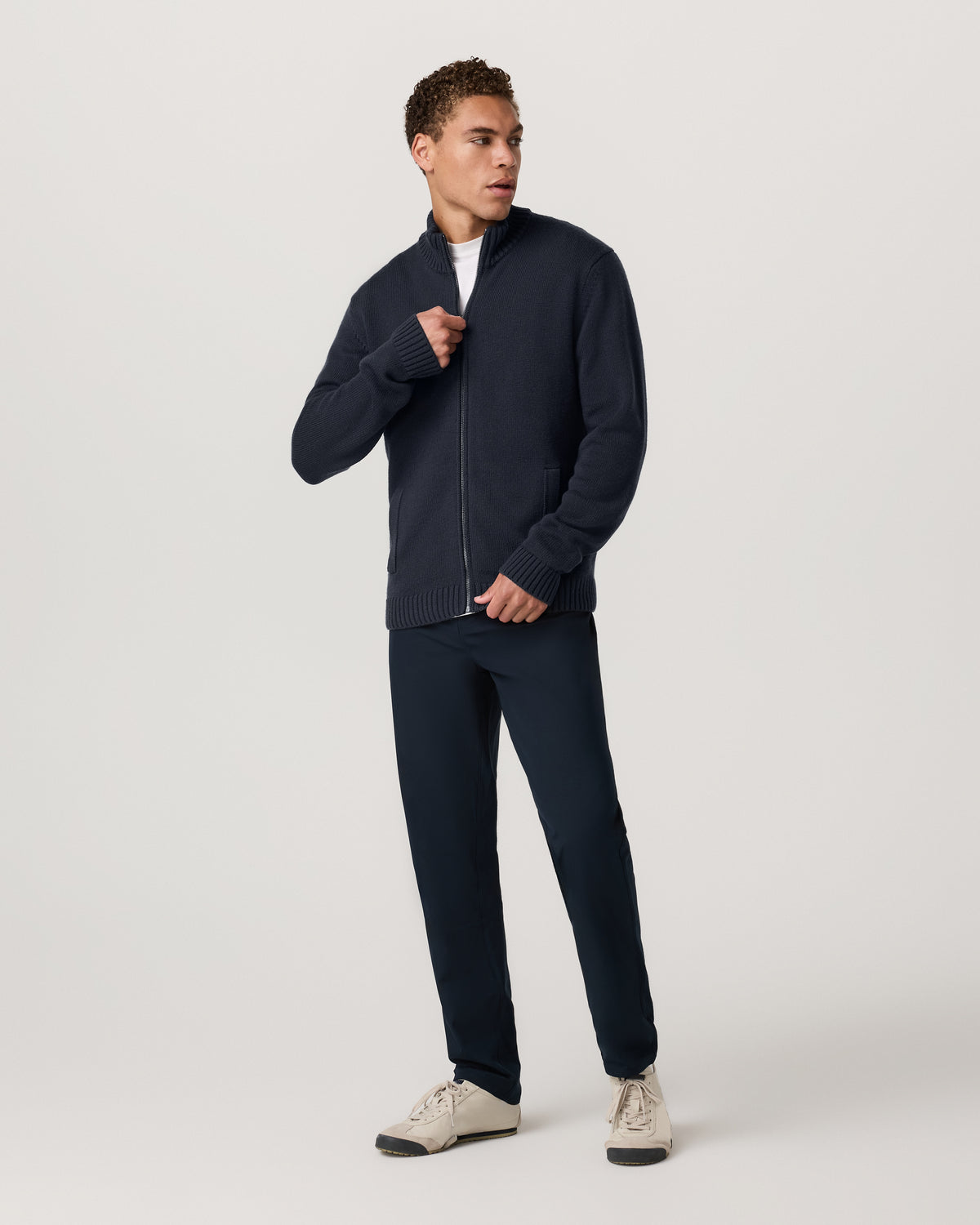 Men Vuori Denver Full Zip Sweater Men's Navy Zip Sweater