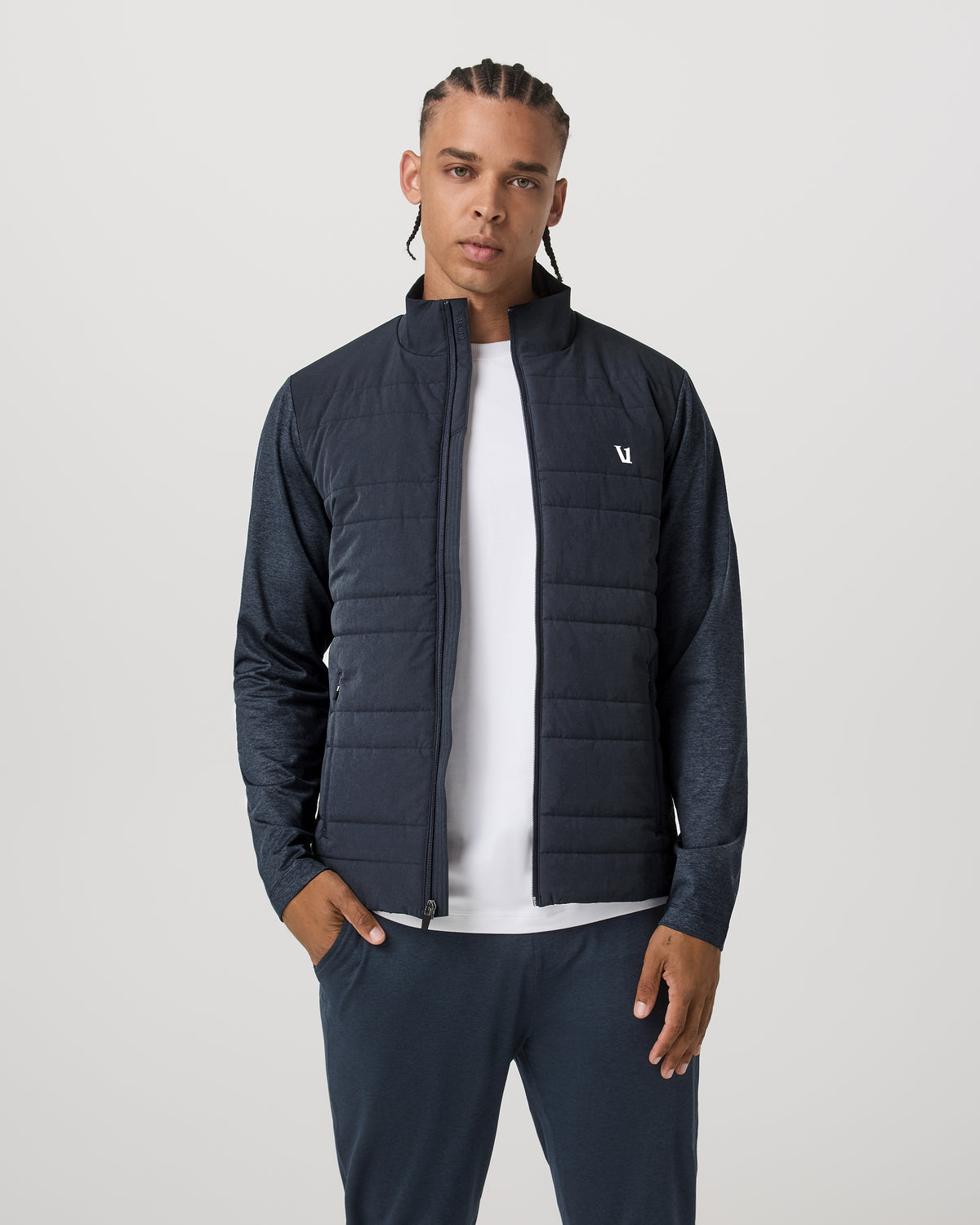 Men Vuori Sunday Insulated Hybrid Jacket Men's Ink Heather Jacket