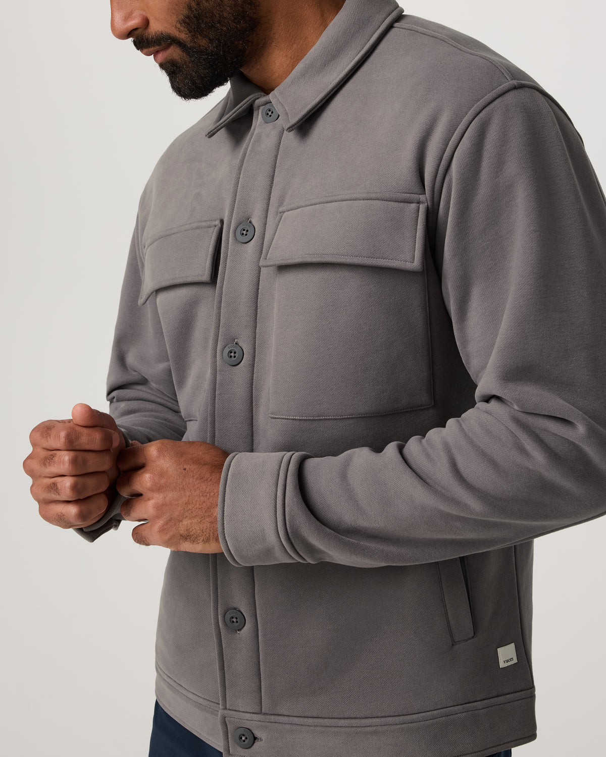 Men Vuori Seaside Shirt Jacket Men's Cavern Grey Lifestyle Jacket