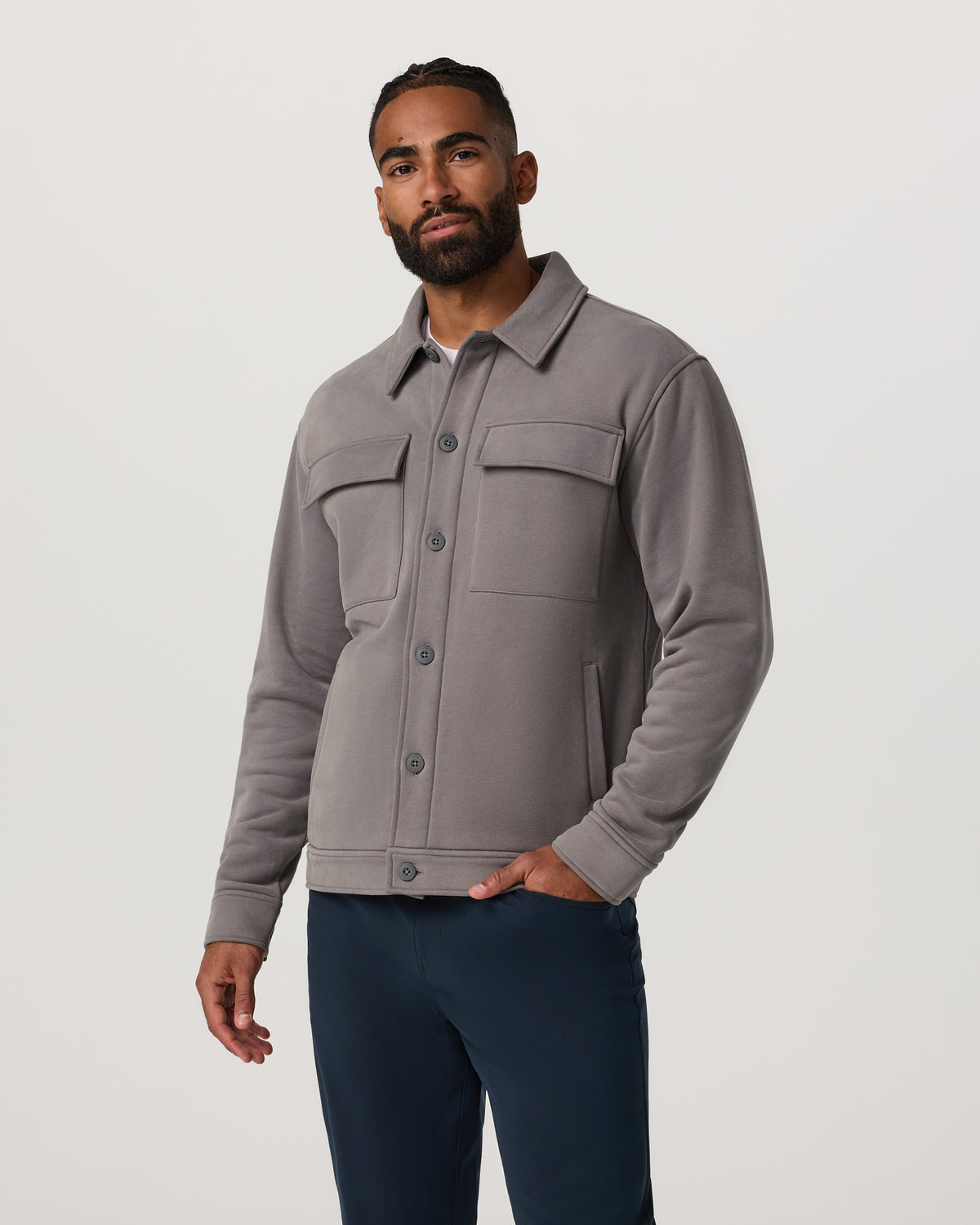 Men Vuori Seaside Shirt Jacket Men's Cavern Grey Lifestyle Jacket