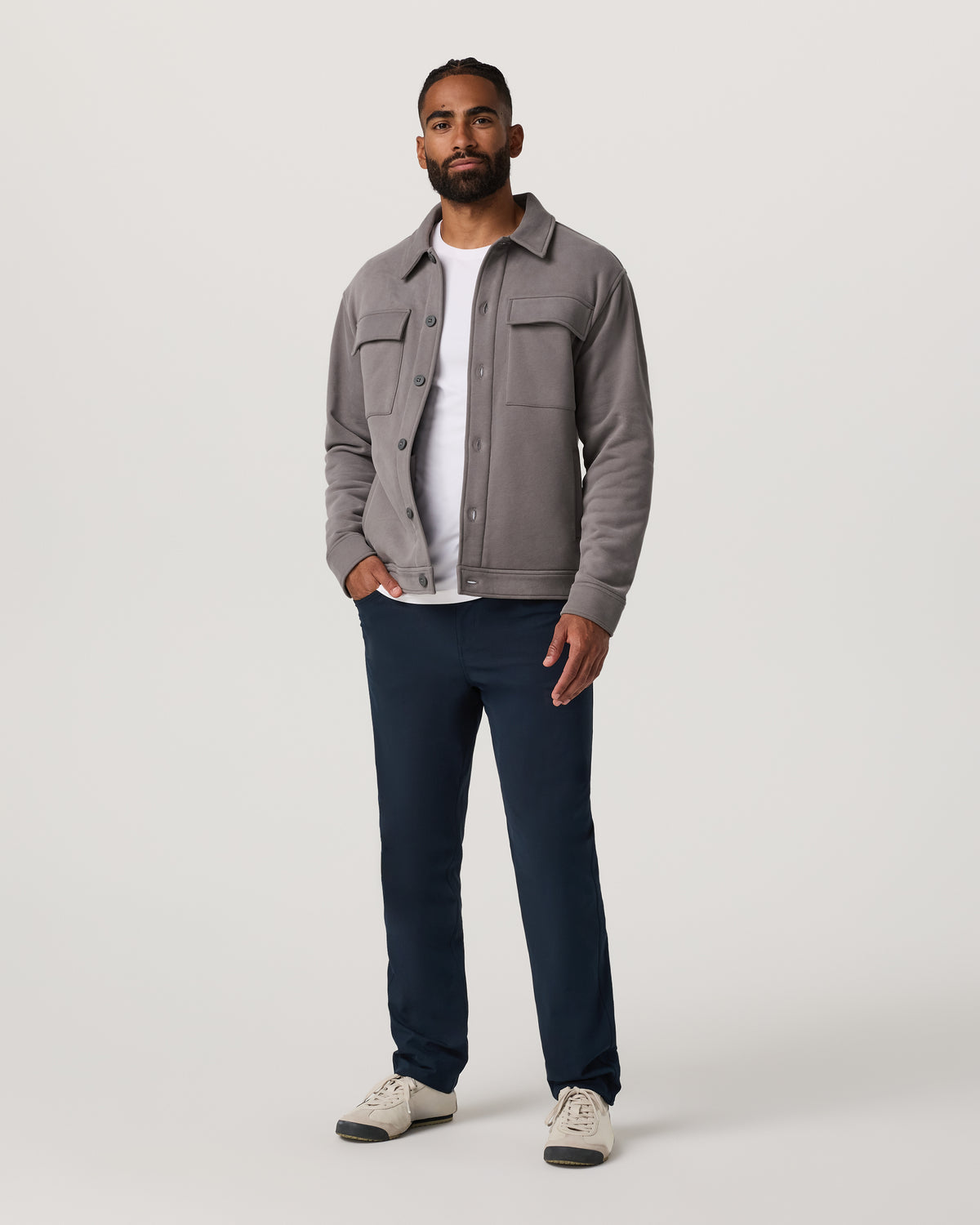 Men Vuori Seaside Shirt Jacket Men's Cavern Grey Lifestyle Jacket