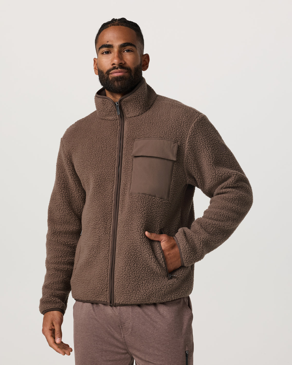 Men Vuori Alpine Fleece Full Zip Men's Elm Mock Neck Jacket