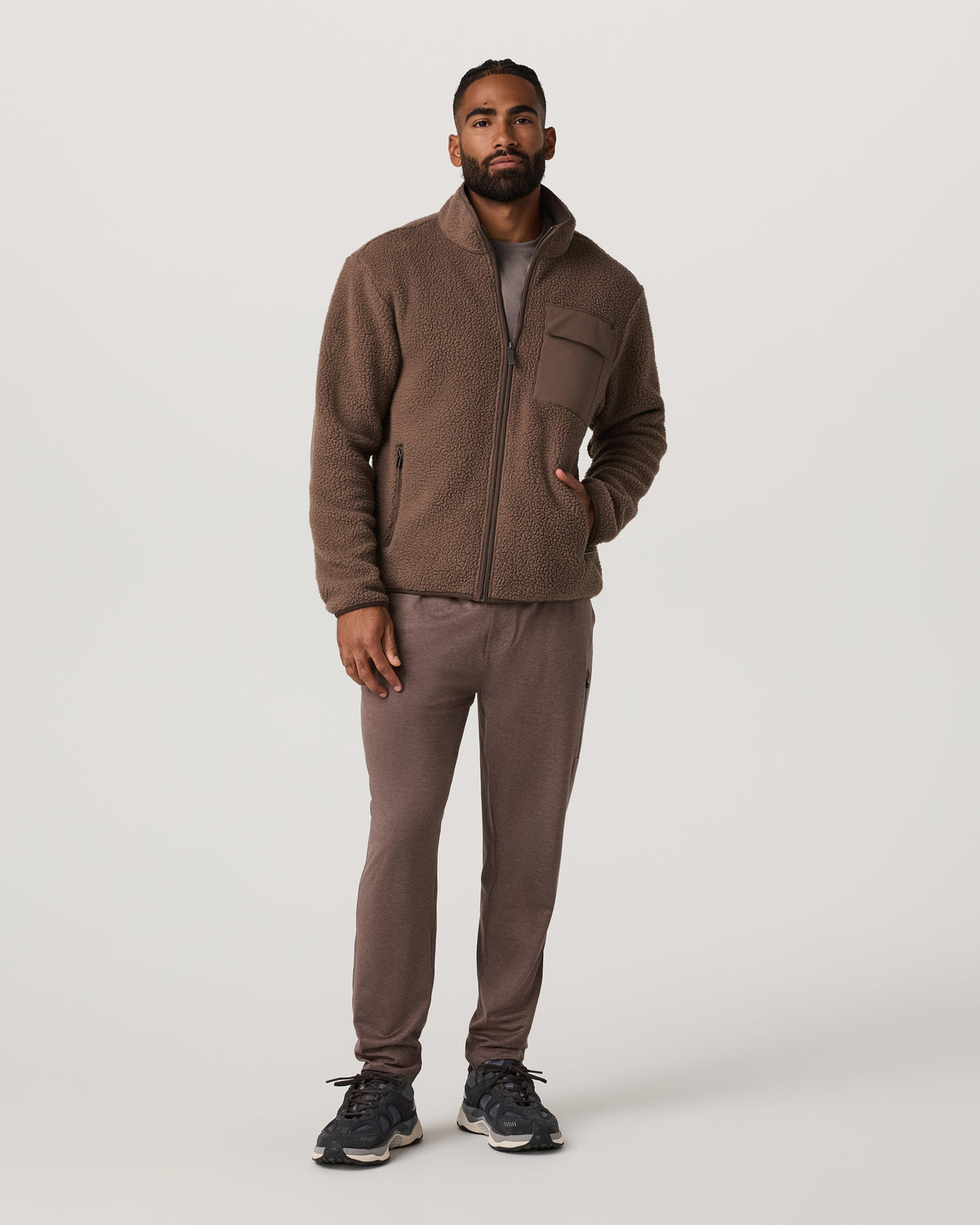 Men Vuori Alpine Fleece Full Zip Men's Elm Mock Neck Jacket
