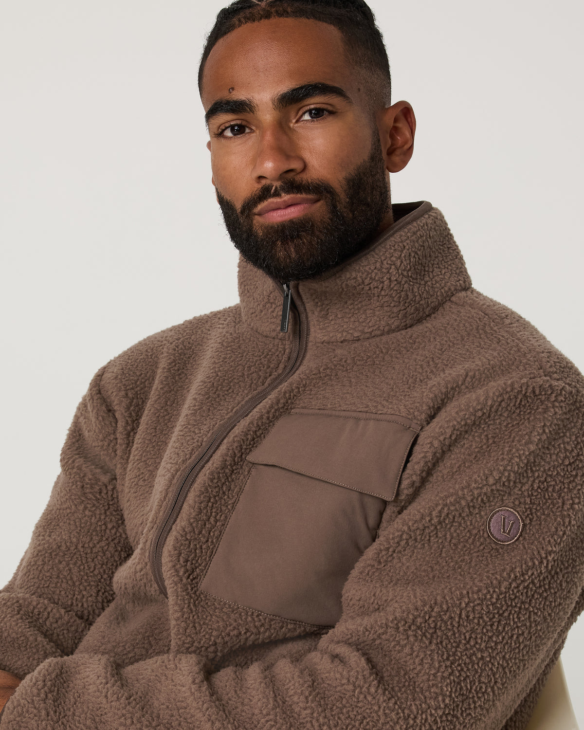 Men Vuori Alpine Fleece Full Zip Men's Elm Mock Neck Jacket