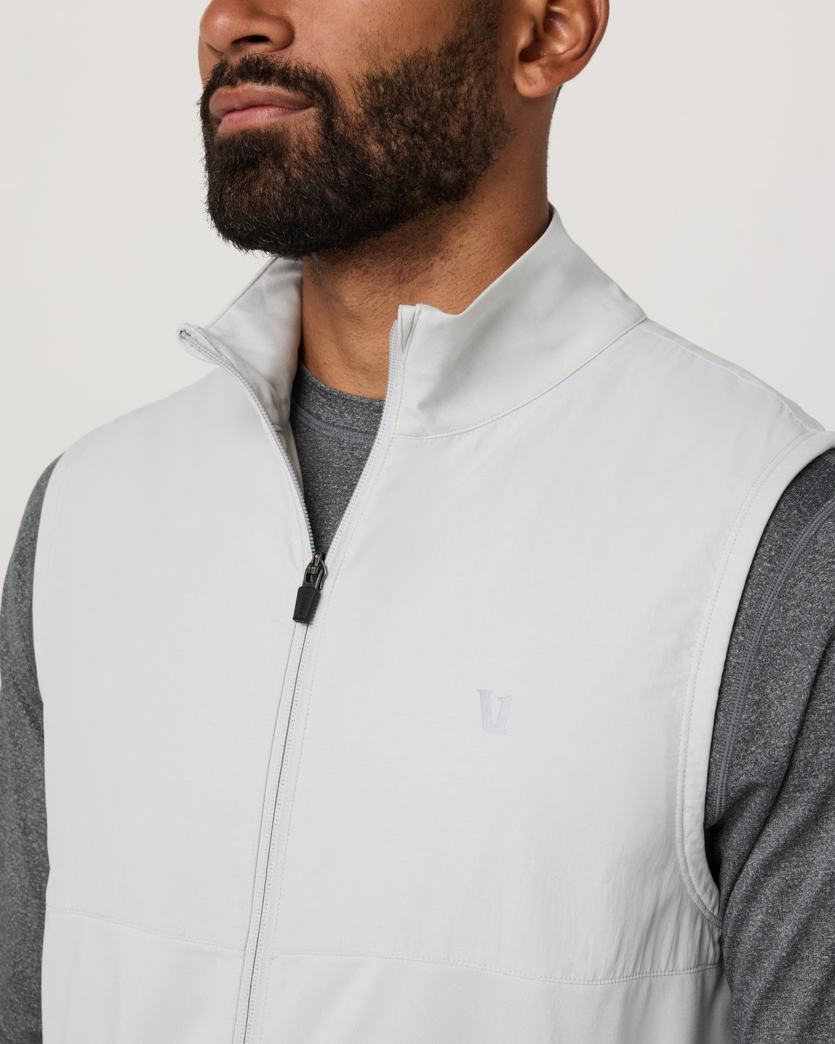 Men Vuori Sunday Element Vest Men's Frost Grey Full Zip Vest