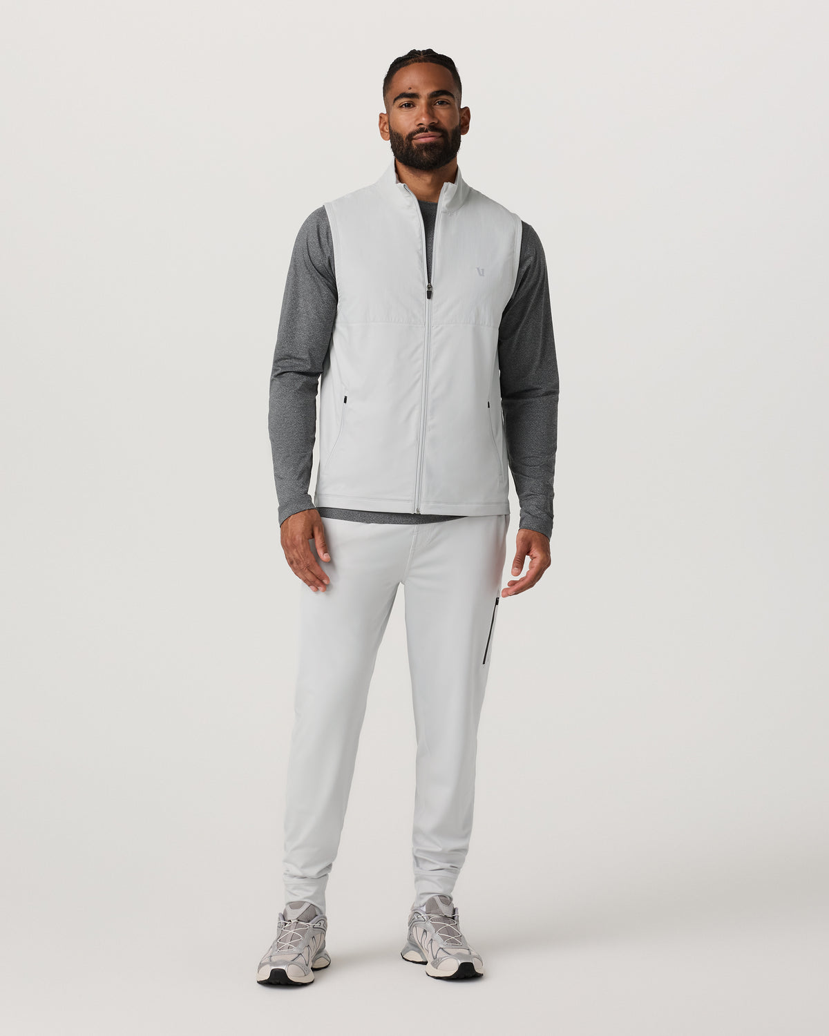 Men Vuori Sunday Element Vest Men's Frost Grey Full Zip Vest