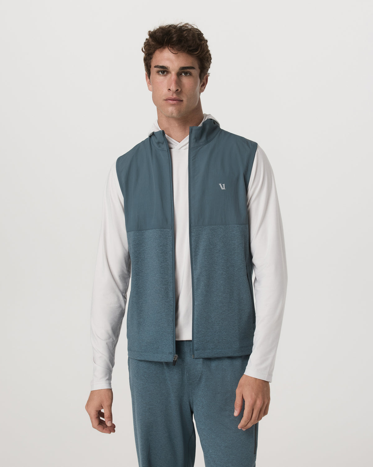 Men Vuori Sunday Element Vest Blue Sea Heather Full-Zip Vest