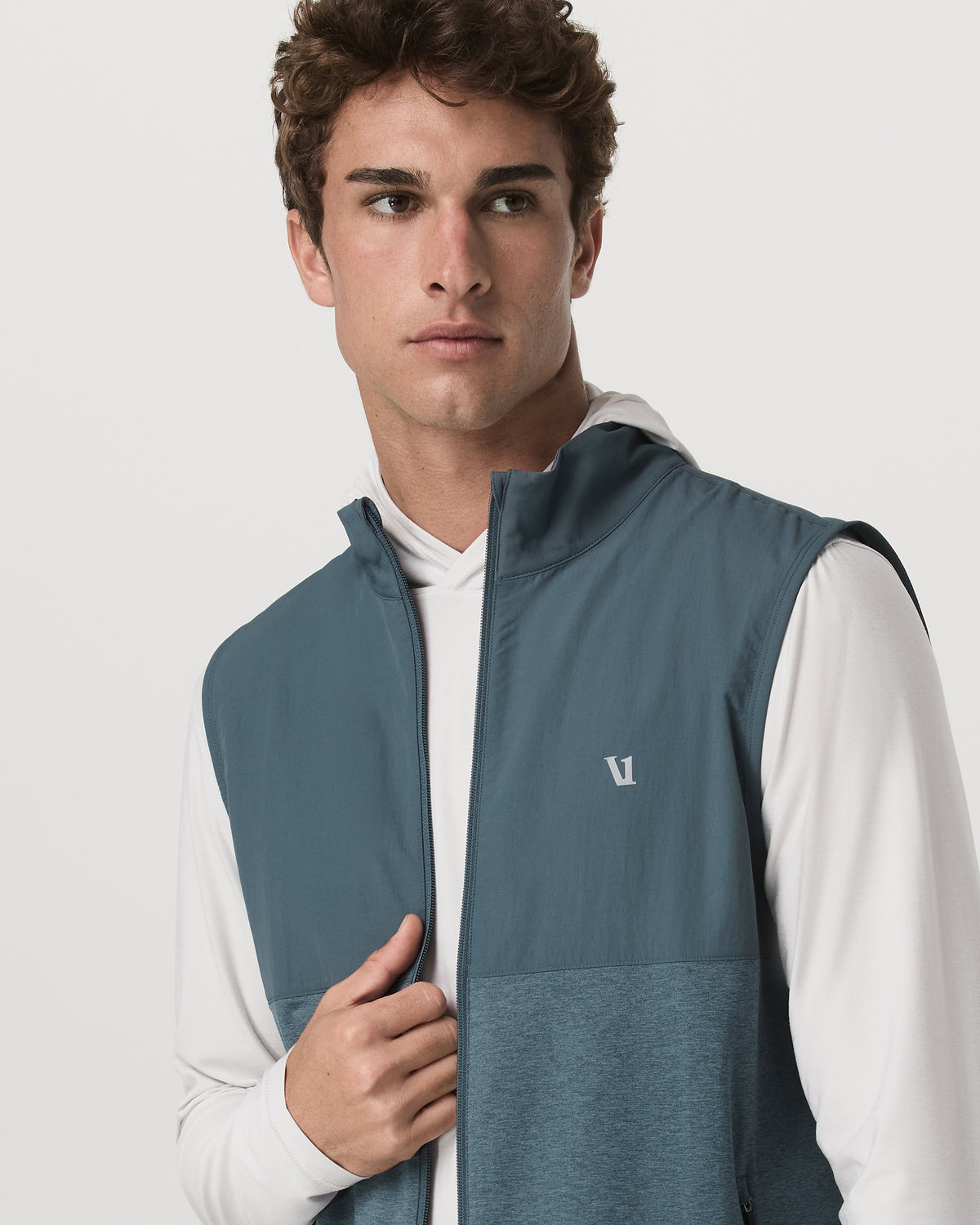 Men Vuori Sunday Element Vest Blue Sea Heather Full-Zip Vest