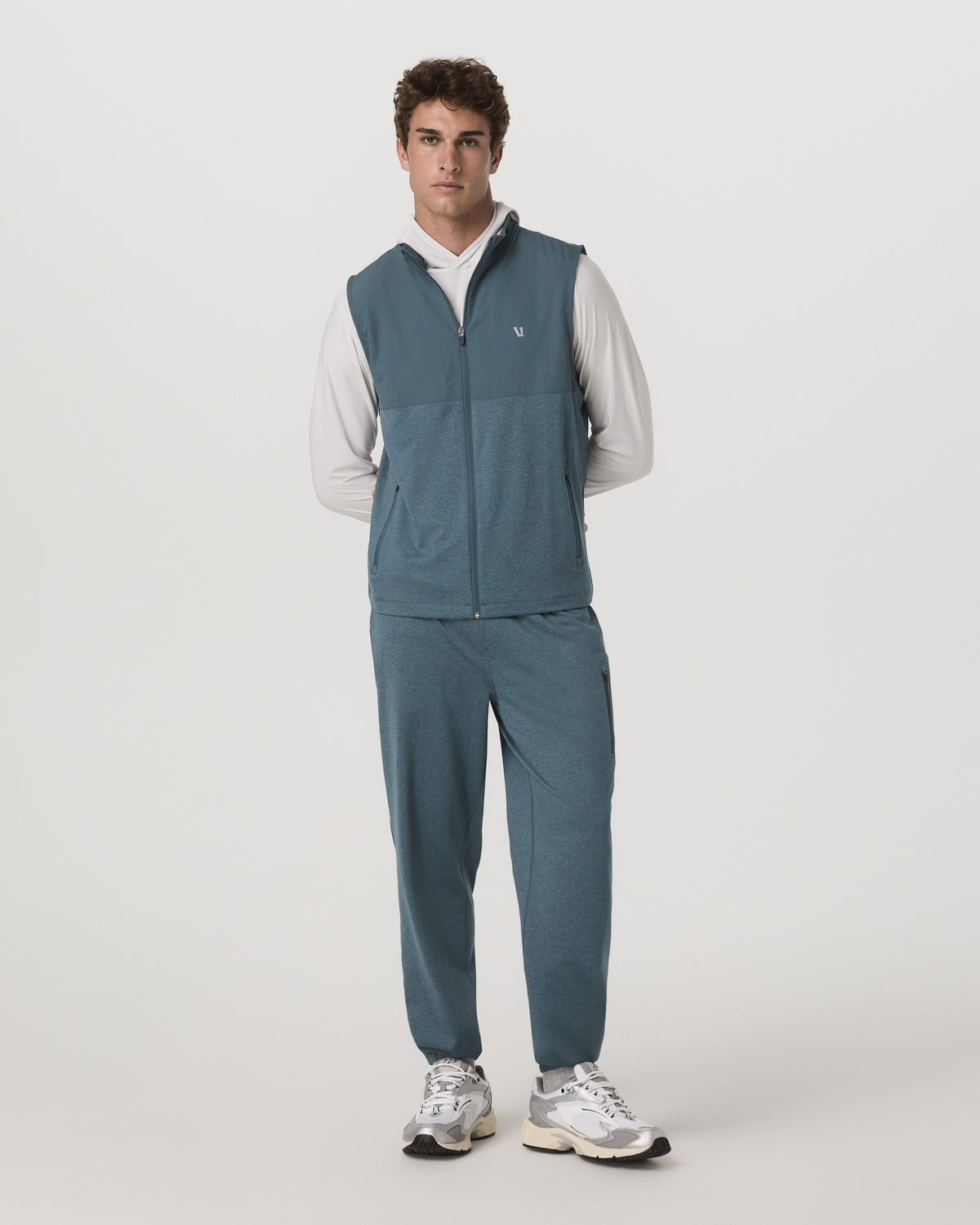 Men Vuori Sunday Element Vest Blue Sea Heather Full-Zip Vest