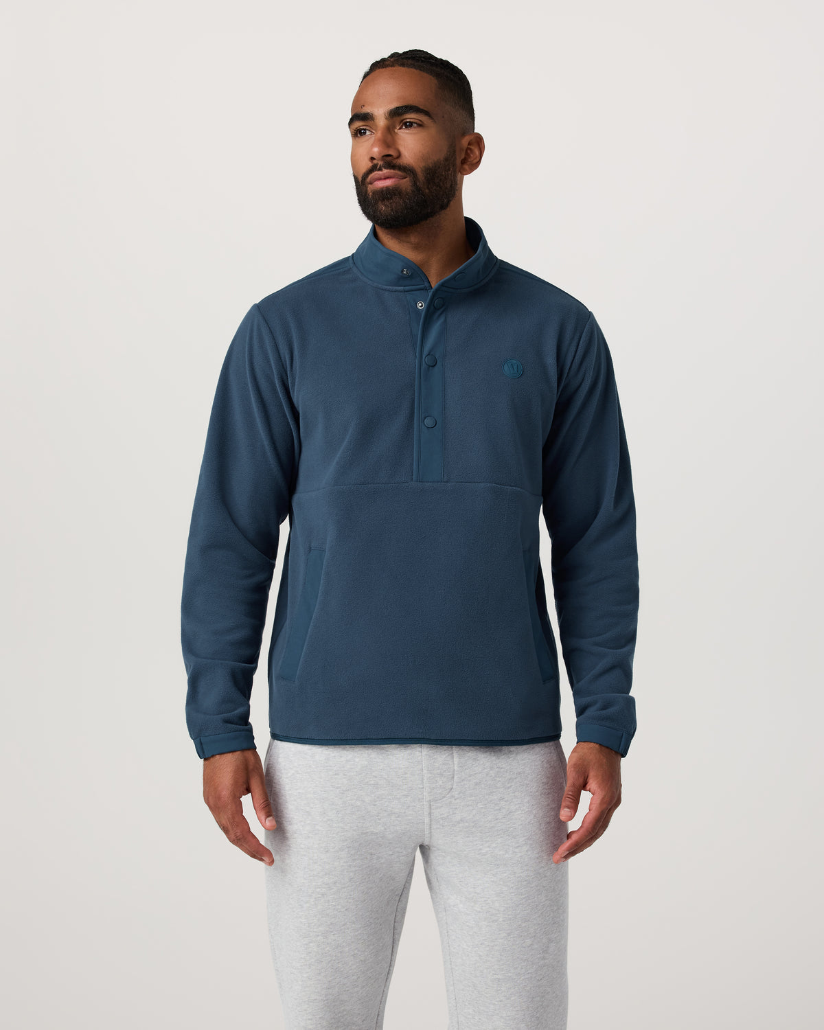 Men Vuori Aspen 1/2 Snap Men's Ocean Blue Mock-Neck Pullover