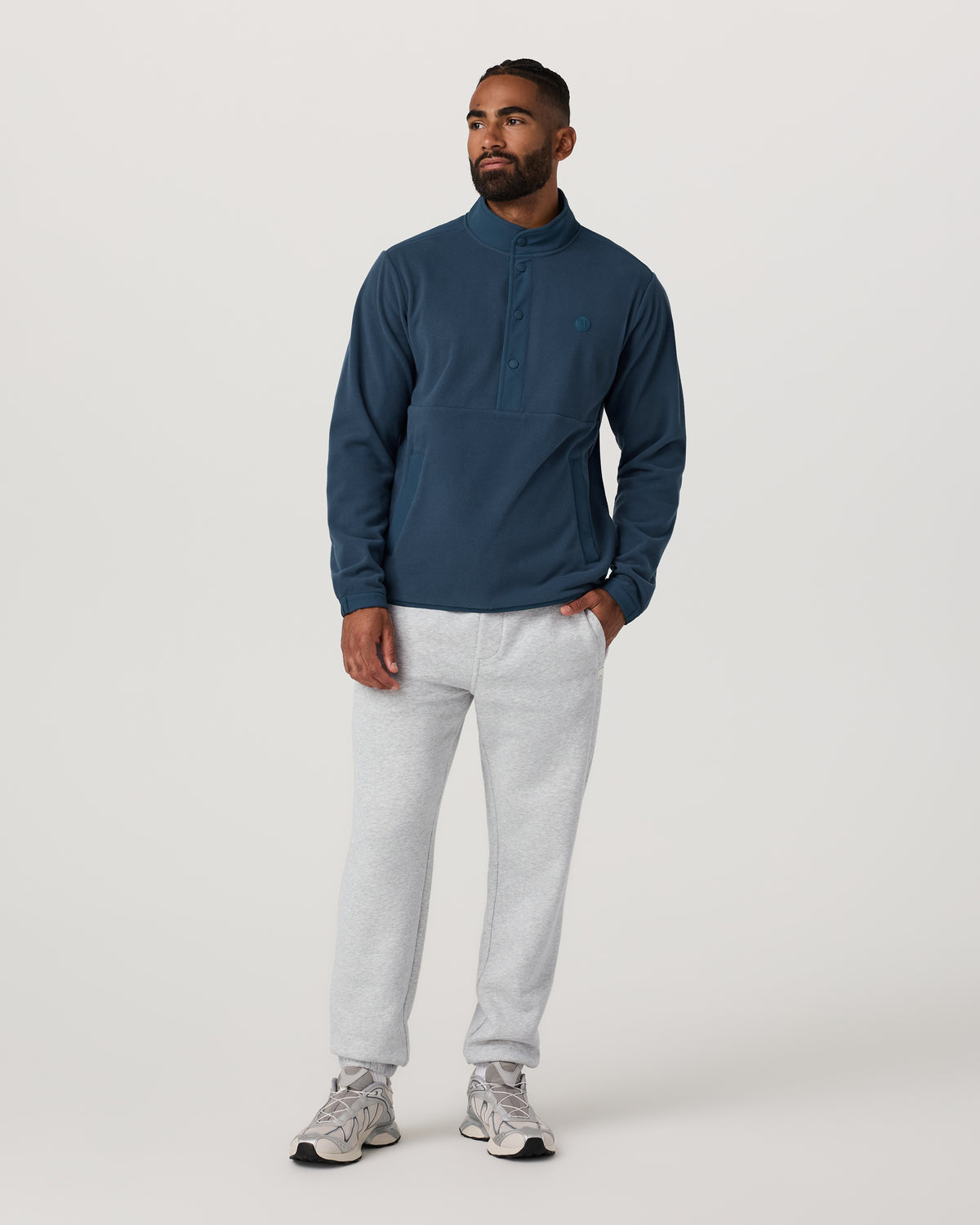 Men Vuori Aspen 1/2 Snap Men's Ocean Blue Mock-Neck Pullover