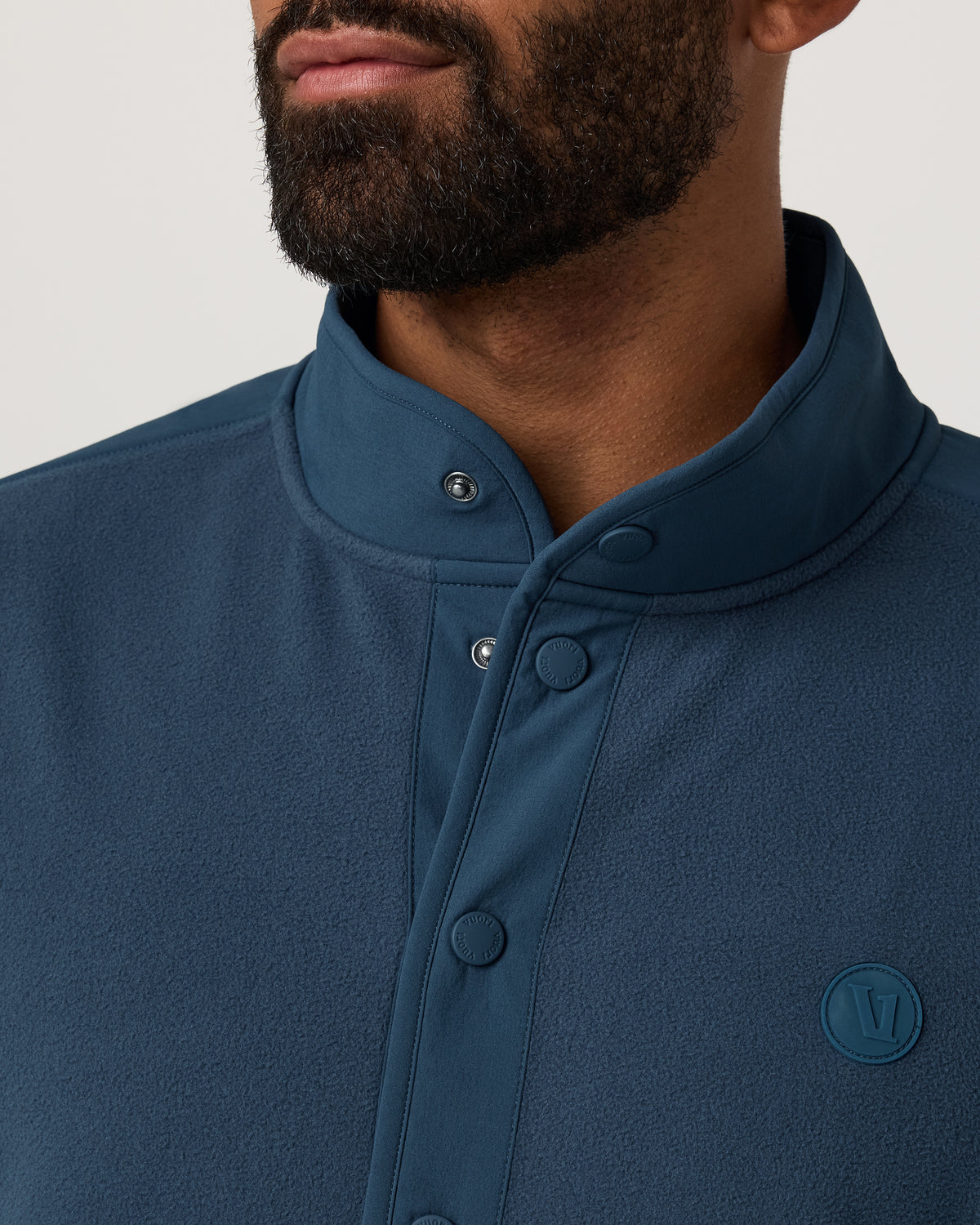 Men Vuori Aspen 1/2 Snap Men's Ocean Blue Mock-Neck Pullover