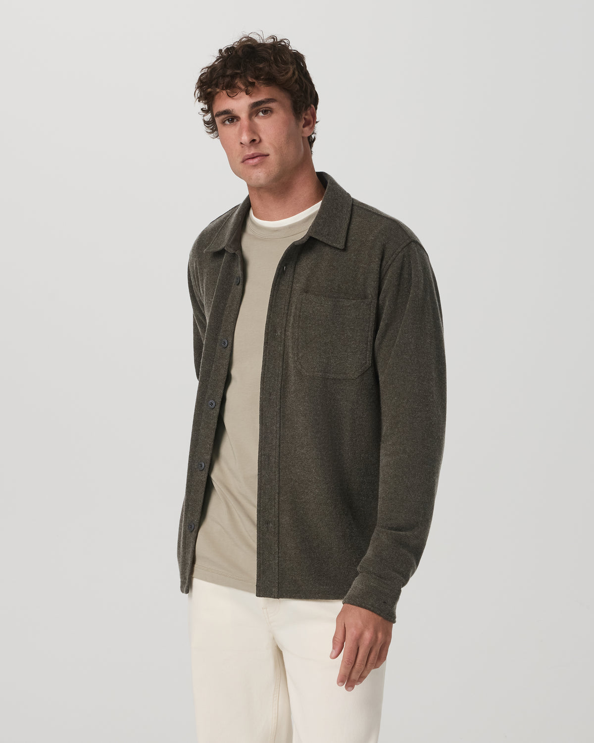 Men Vuori Beach Fleece Shirt Jacket Dark Oregano Heather Jacket
