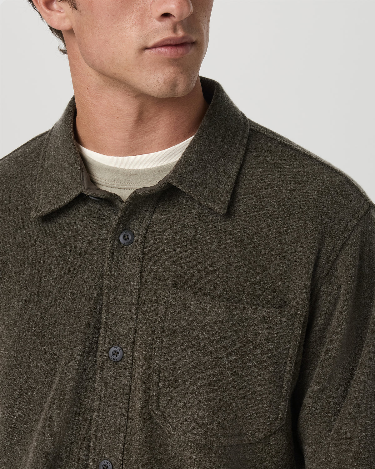Men Vuori Beach Fleece Shirt Jacket Dark Oregano Heather Jacket