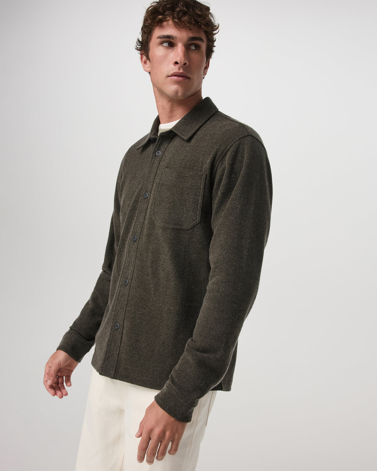 Men Vuori Beach Fleece Shirt Jacket Dark Oregano Heather Jacket