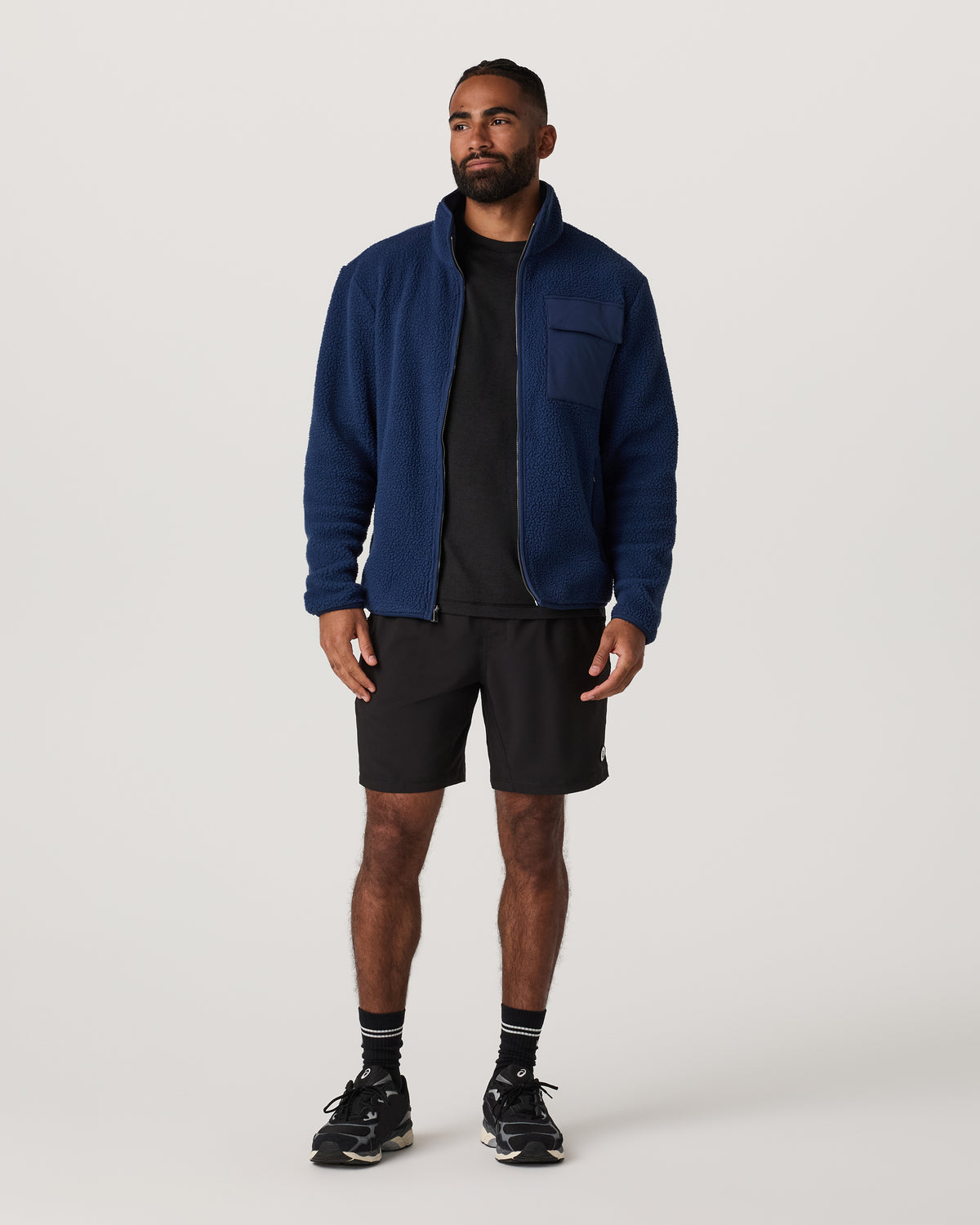 Men Vuori Alpine Fleece Full Zip Men's Blue Coast Mock Neck Jacket