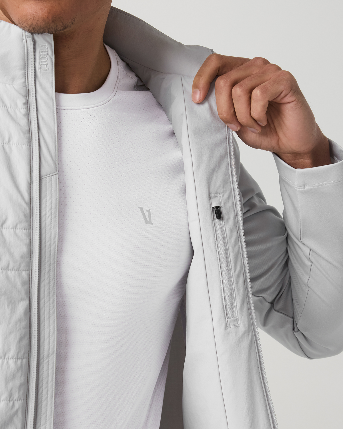 Men Vuori Sunday Insulated Hybrid Jacket Men's Frost Grey Jacket
