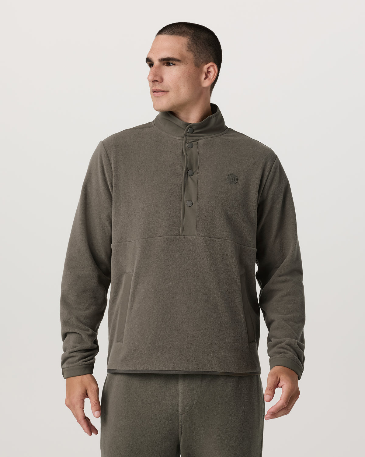 Men Vuori Aspen 1/2 Snap Men's Fleece Mock-Neck Pullover in Root