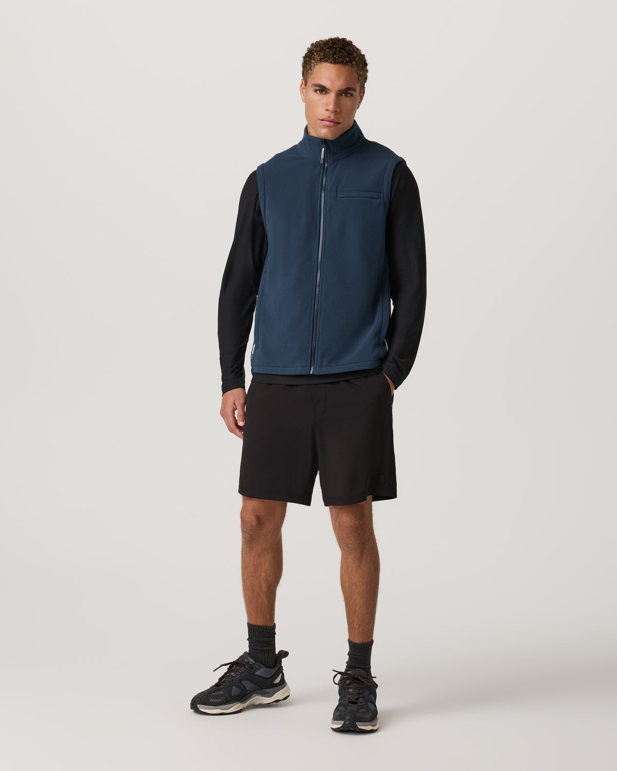 Men Vuori Aspen Vest Men's Ocean Blue Zip-Up Fleece Vest