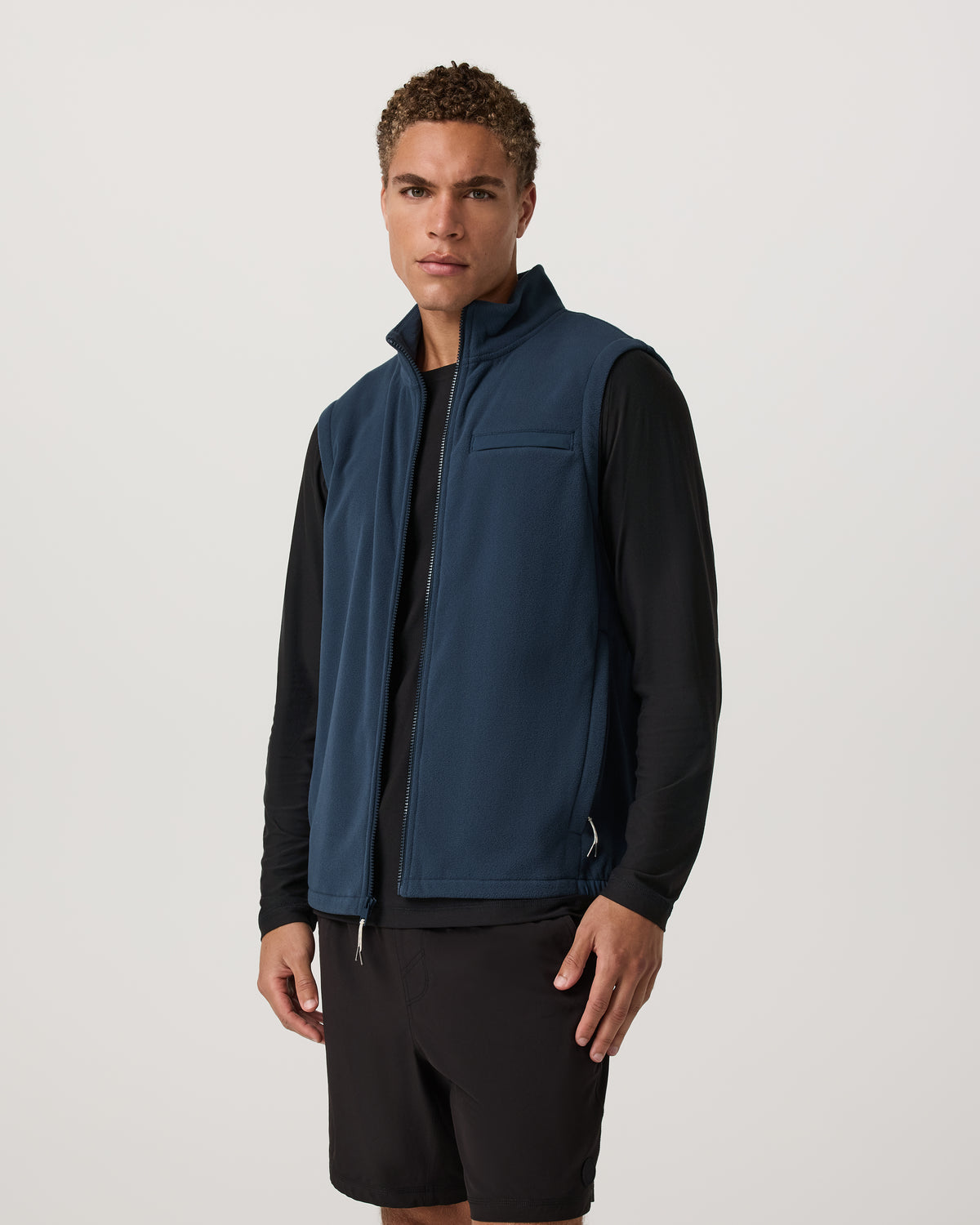 Men Vuori Aspen Vest Men's Ocean Blue Zip-Up Fleece Vest