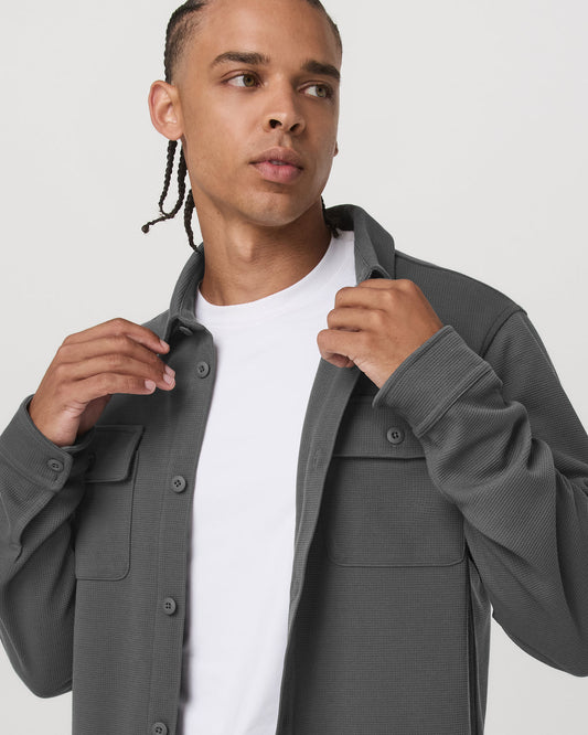 Men Vuori Waffle Shirt Jacket Men's Versatile Dark Pewter Jacket