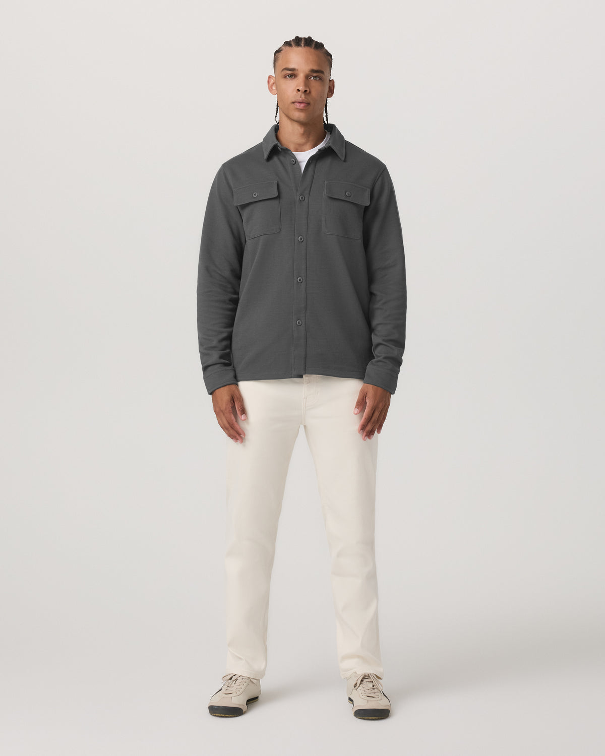 Men Vuori Waffle Shirt Jacket Men's Versatile Dark Pewter Jacket