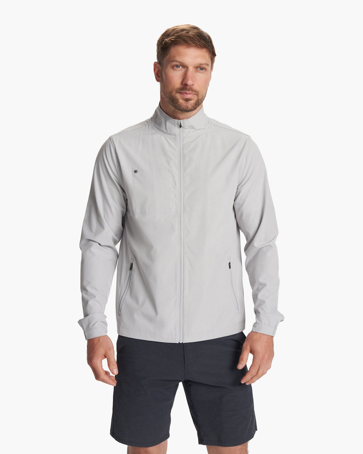 Men Vuori Venture Track Jacket Platinum Linen Texture