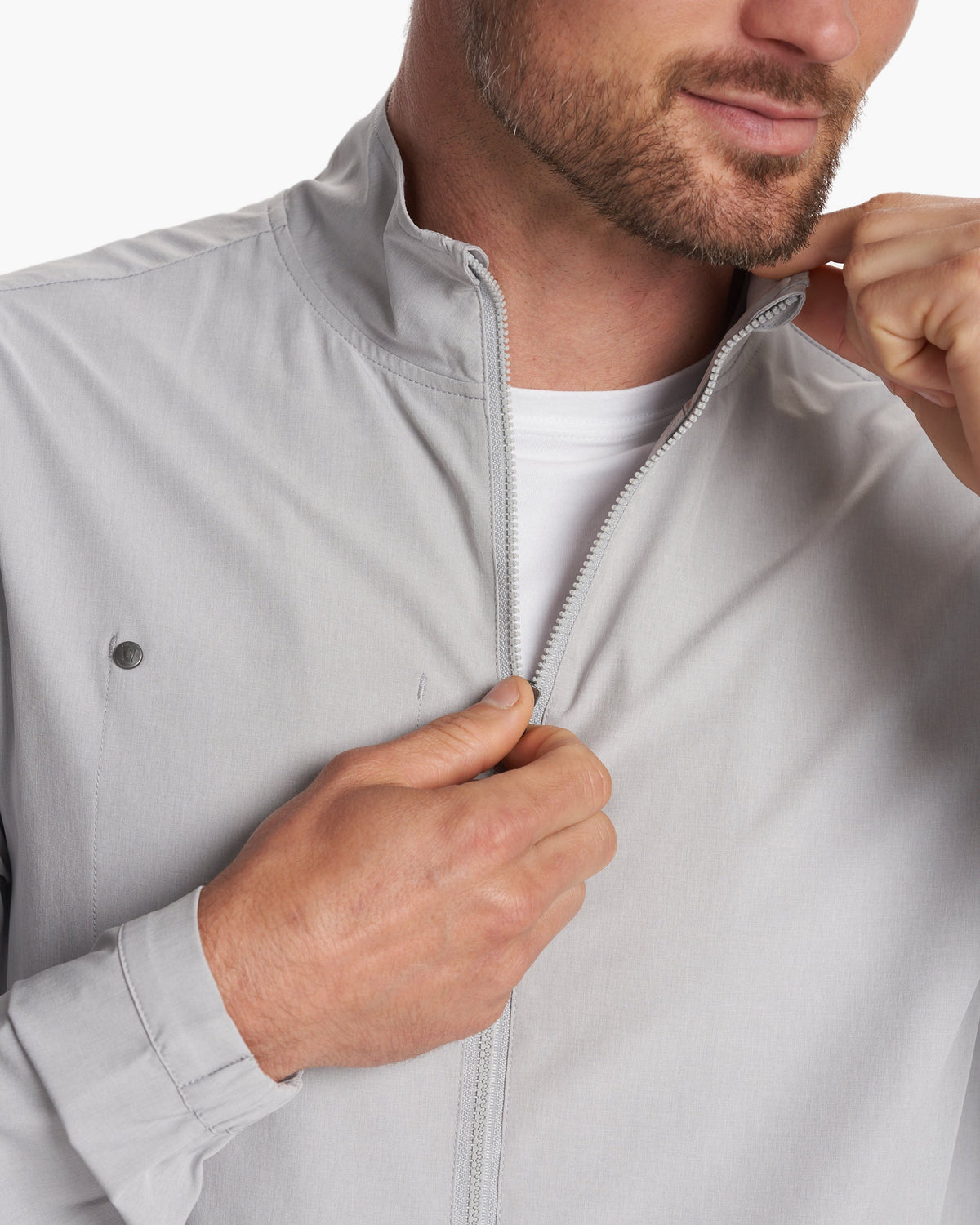 Men Vuori Venture Track Jacket Platinum Linen Texture