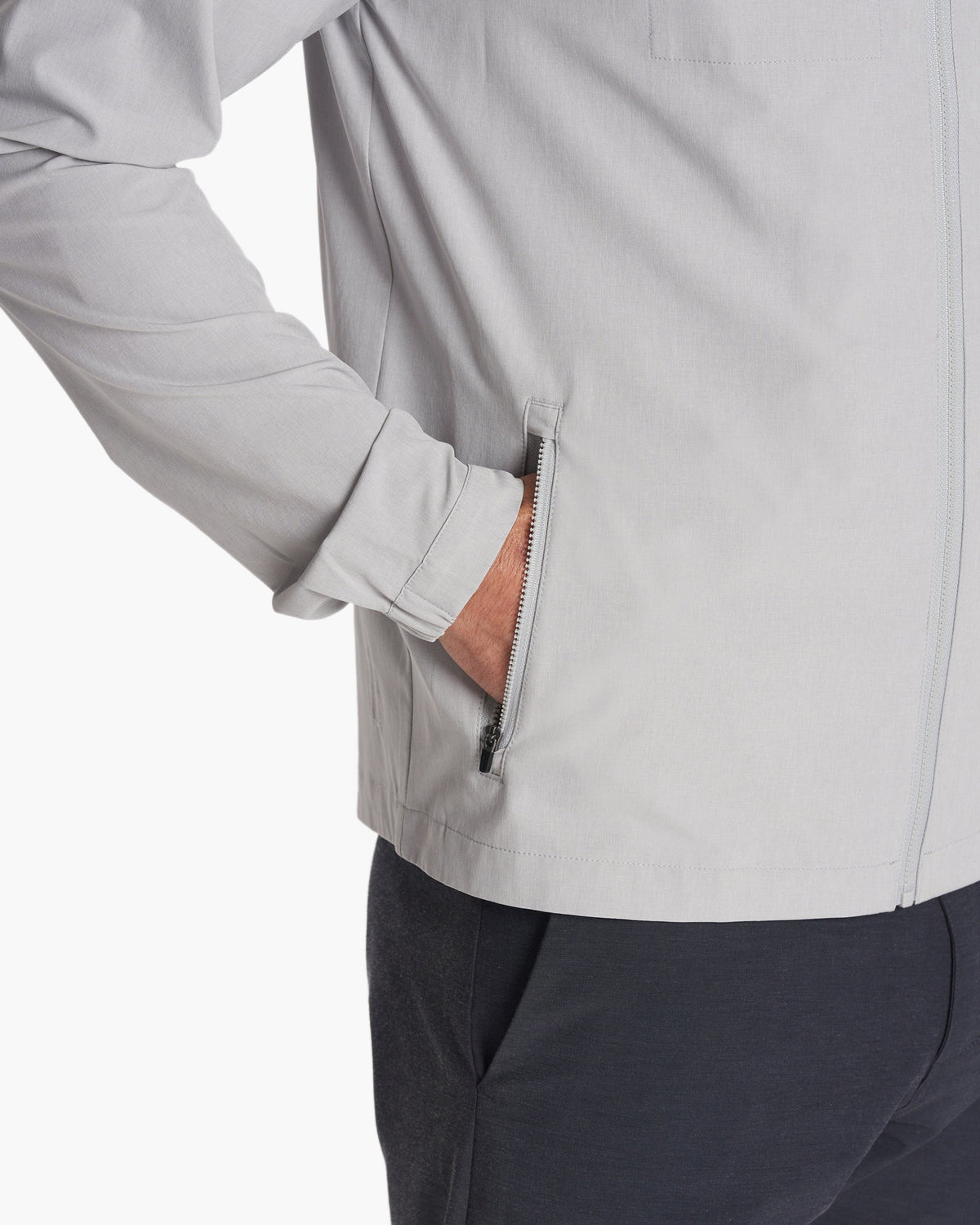 Men Vuori Venture Track Jacket Platinum Linen Texture