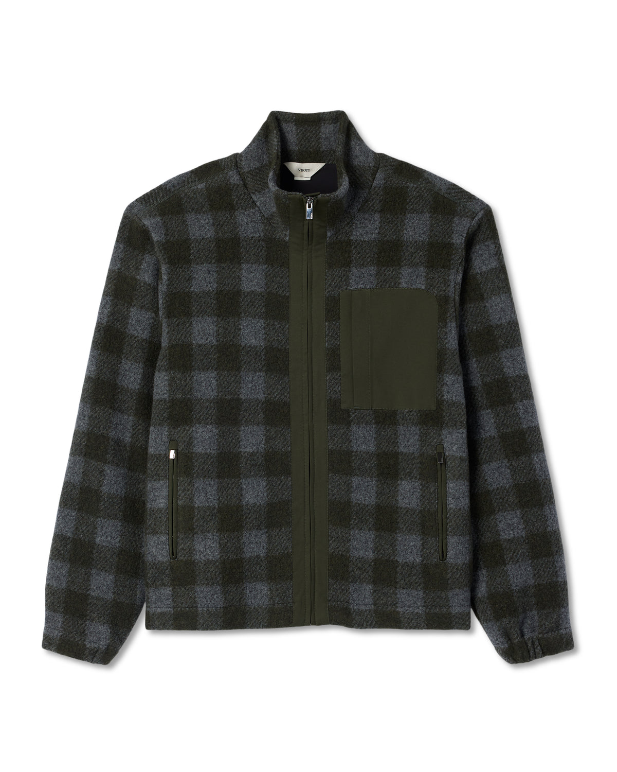 Men Vuori Ridge Fleece Jacket Men's Olive Plaid Zip-Up