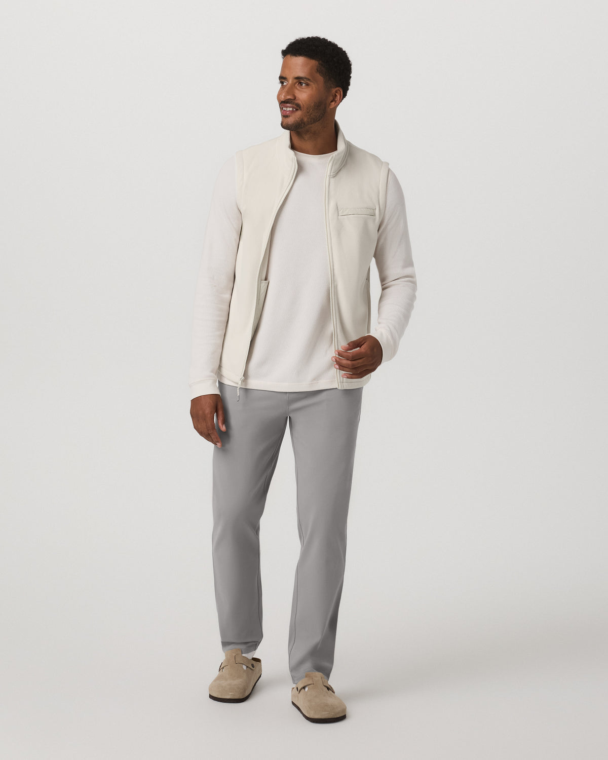 Men Vuori Aspen Vest Men's Mushroom Zip-Up Fleece Vest