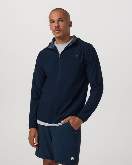 Men Vuori Outdoor Trainer Shell Men's Lightweight Full-Zip Ink Jacket