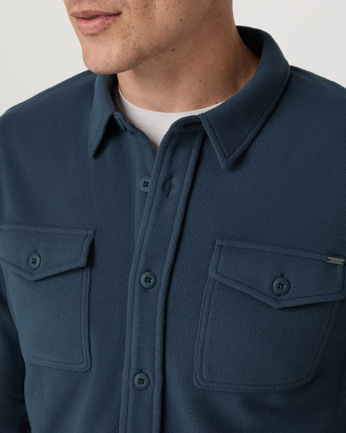 Men Vuori Aspen Shirt Jacket Men's Ocean Blue Fleece Shirt Jacket