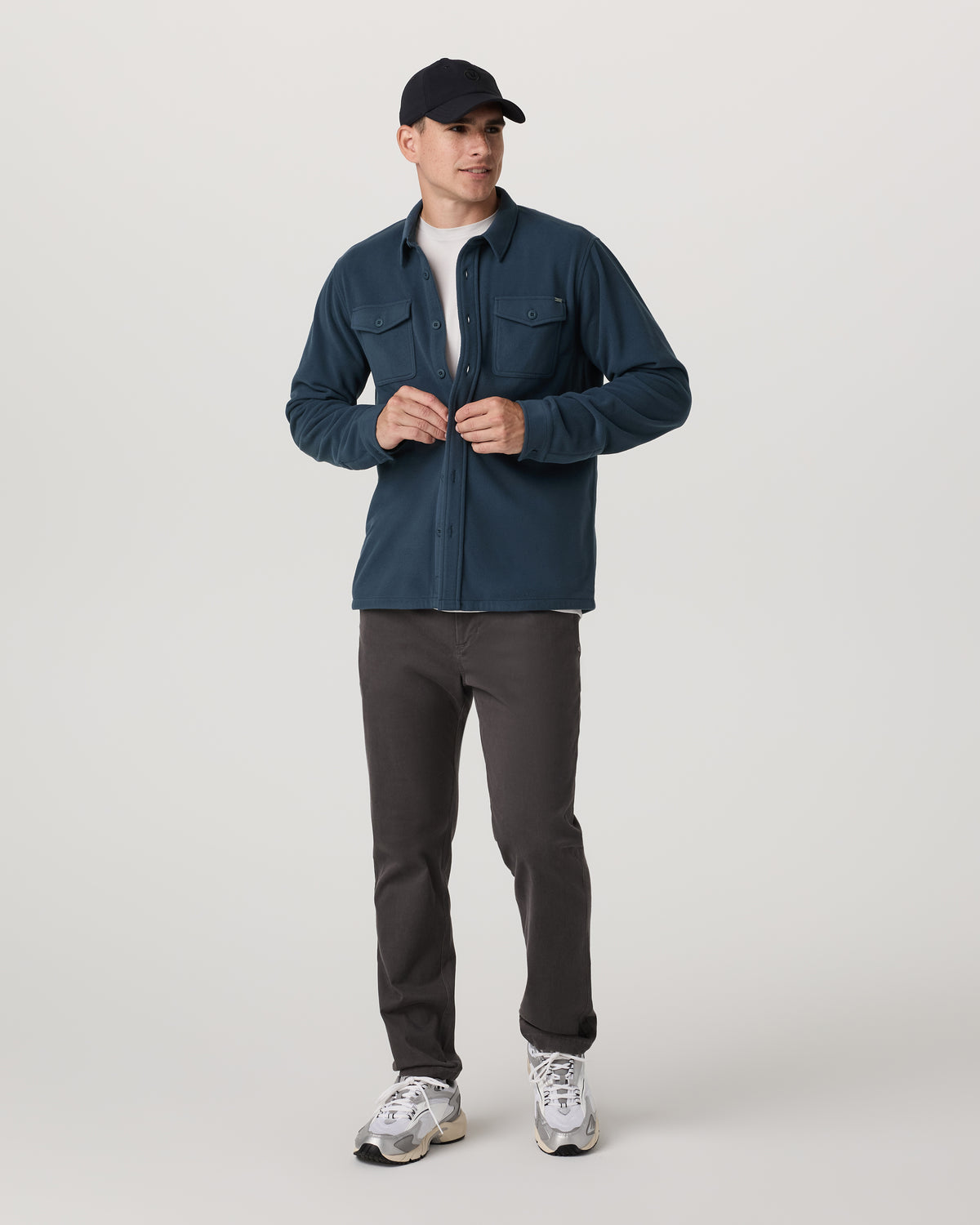 Men Vuori Aspen Shirt Jacket Men's Ocean Blue Fleece Shirt Jacket