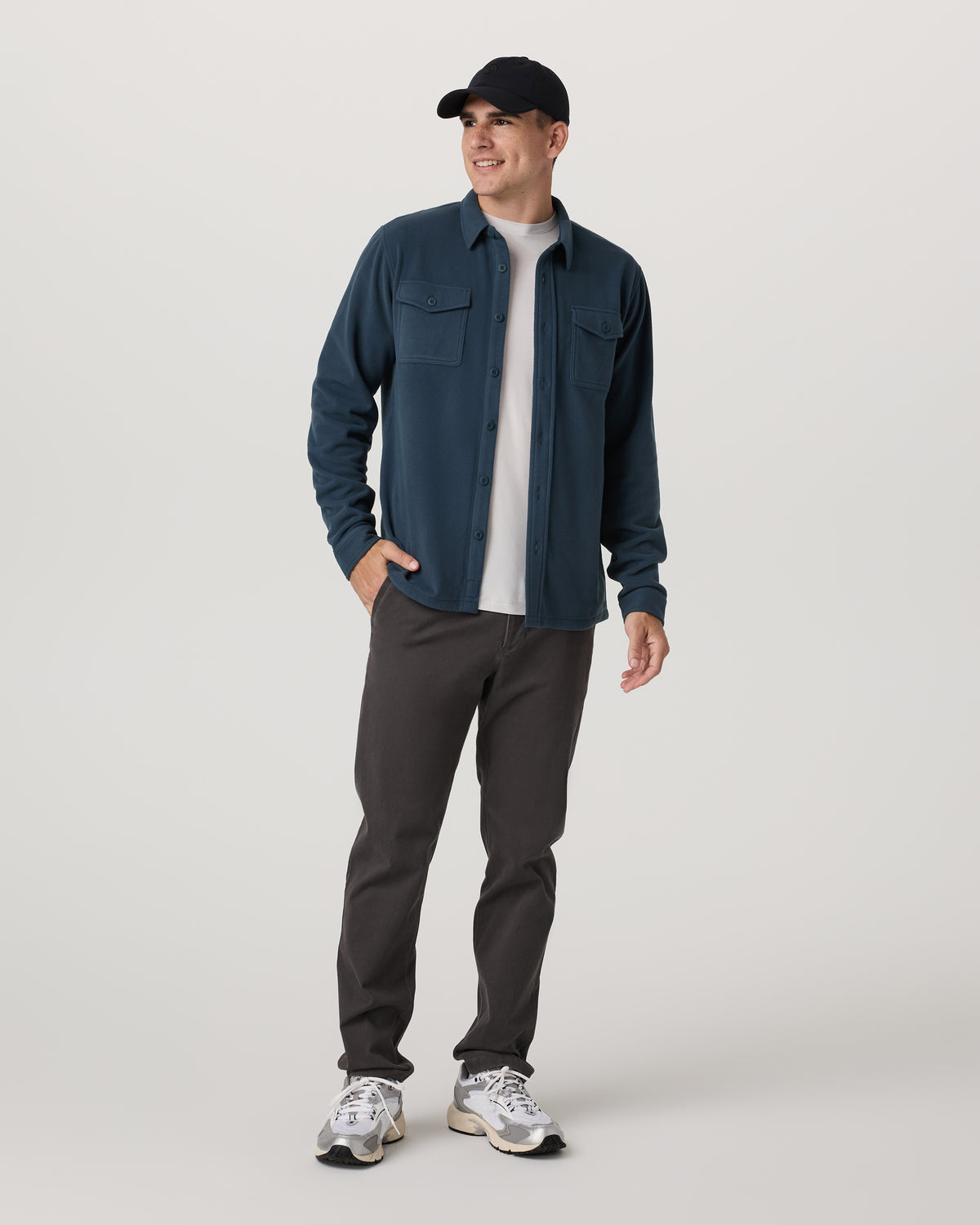 Men Vuori Aspen Shirt Jacket Men's Ocean Blue Fleece Shirt Jacket
