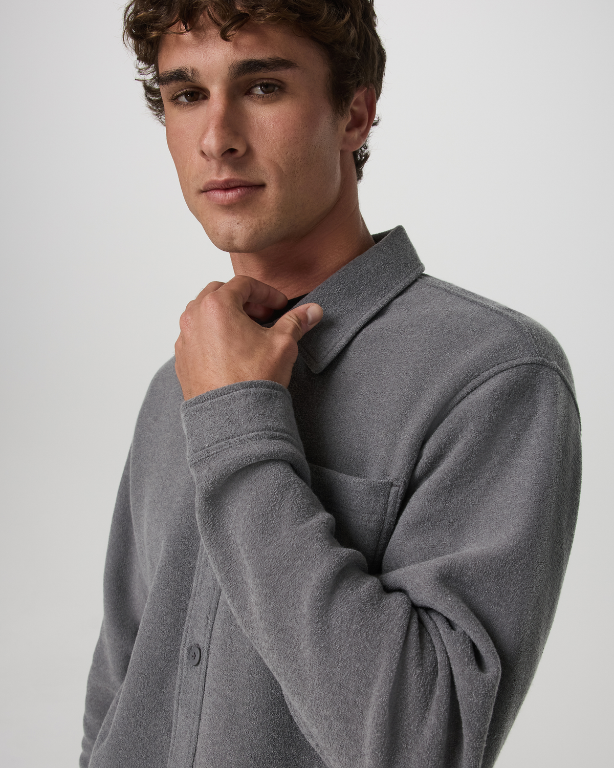 Men Vuori Beach Fleece Shirt Jacket Men's Pinecone Heather Jacket