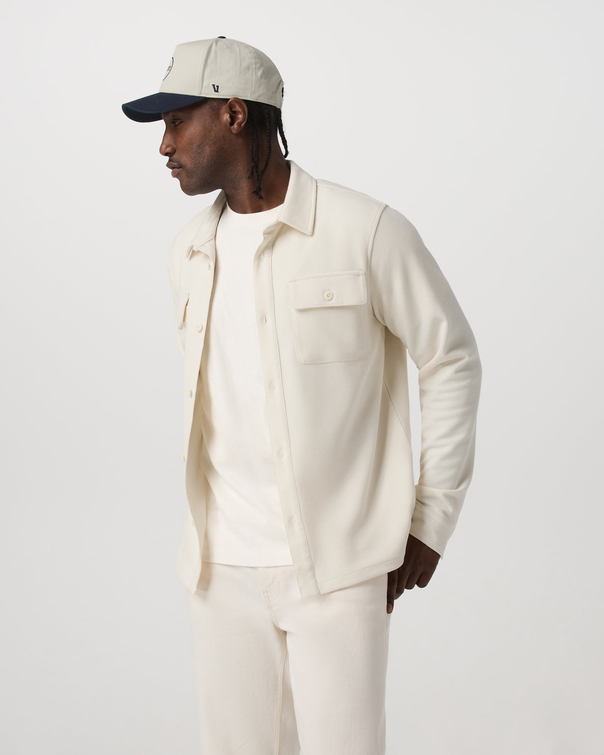 Men Vuori Waffle Shirt Jacket Versatile Men's Natural Shirt Jacket
