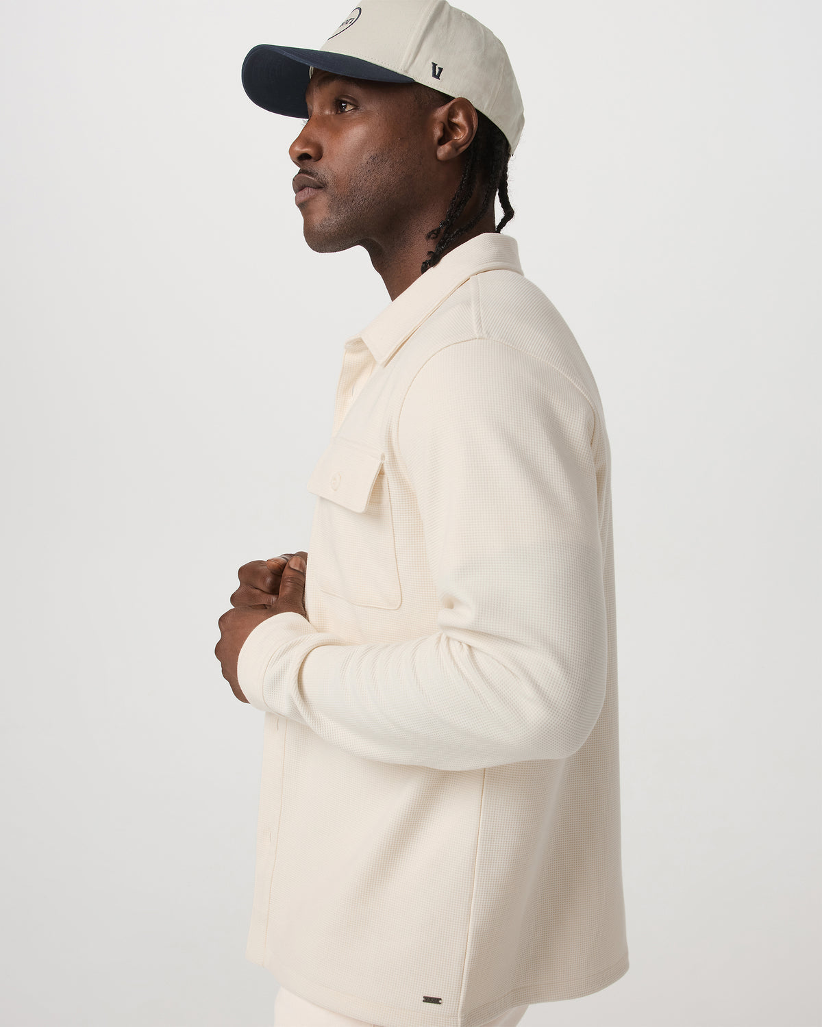 Men Vuori Waffle Shirt Jacket Versatile Men's Natural Shirt Jacket